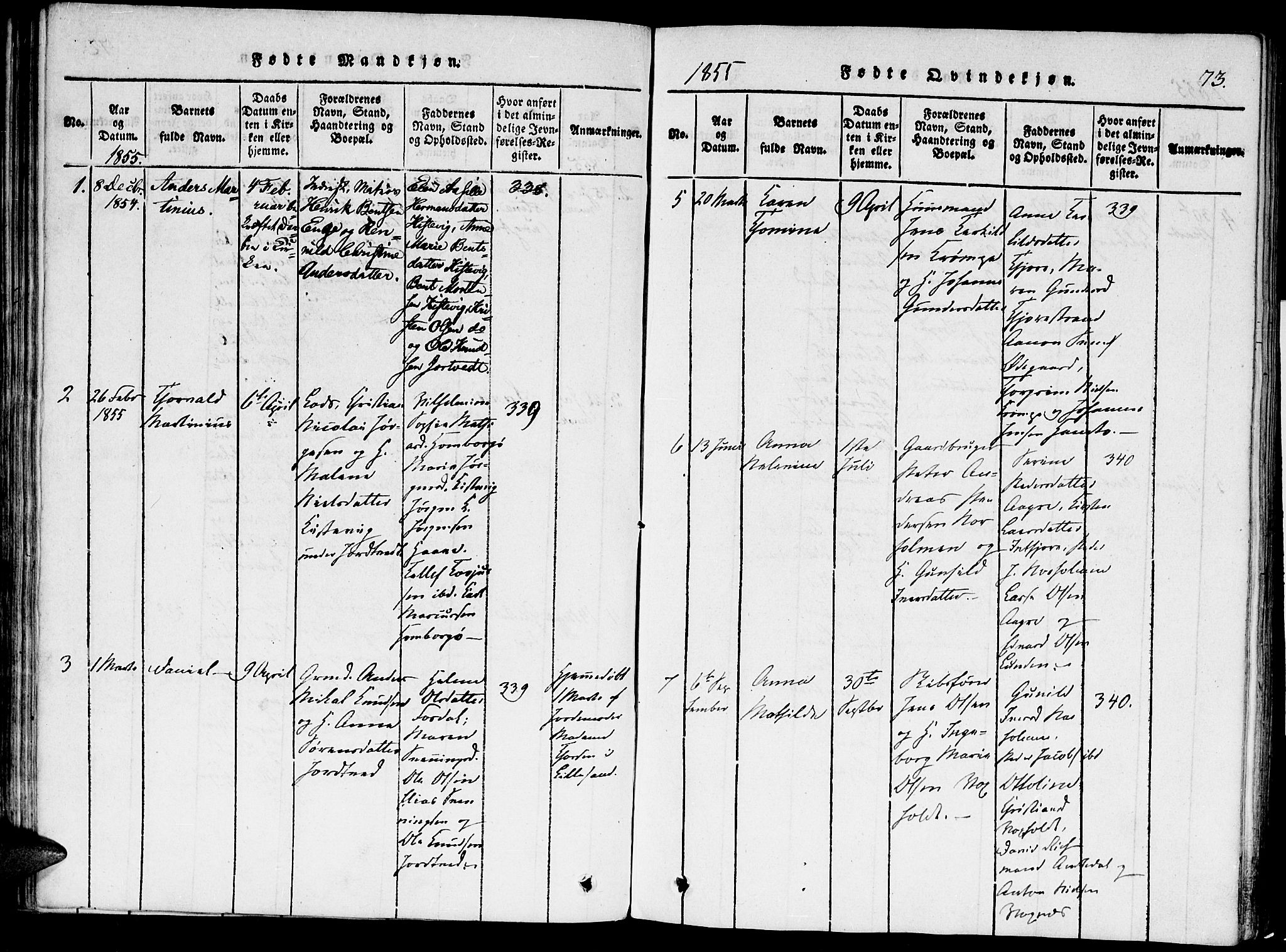 Hommedal sokneprestkontor, AV/SAK-1111-0023/F/Fa/Faa/L0001: Parish register (official) no. A 1, 1816-1860, p. 73