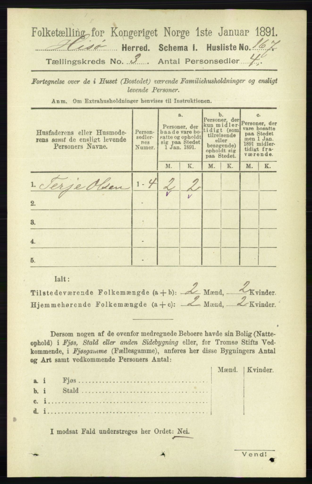 RA, 1891 census for 0922 Hisøy, 1891, p. 2246