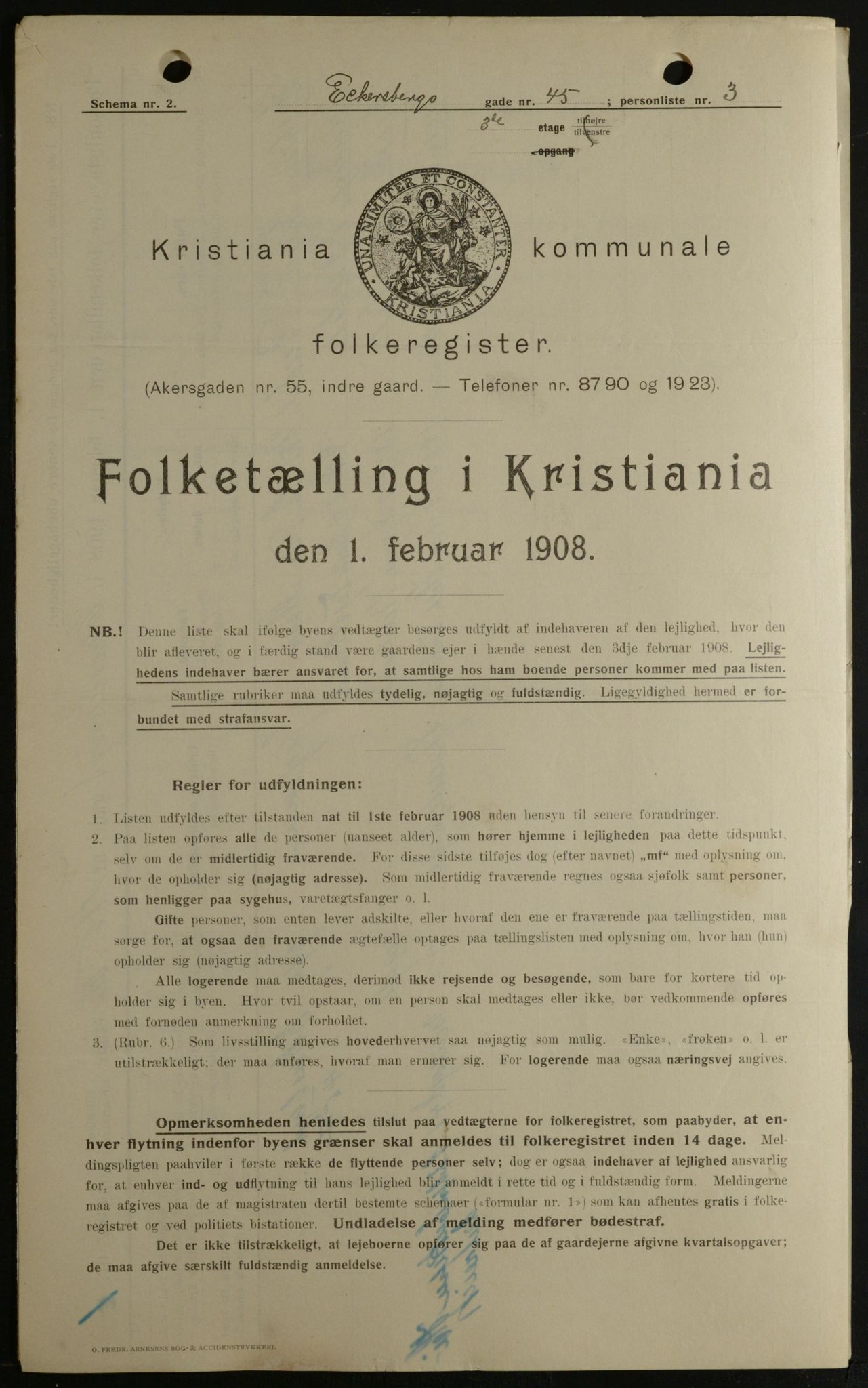 OBA, Municipal Census 1908 for Kristiania, 1908, p. 17274