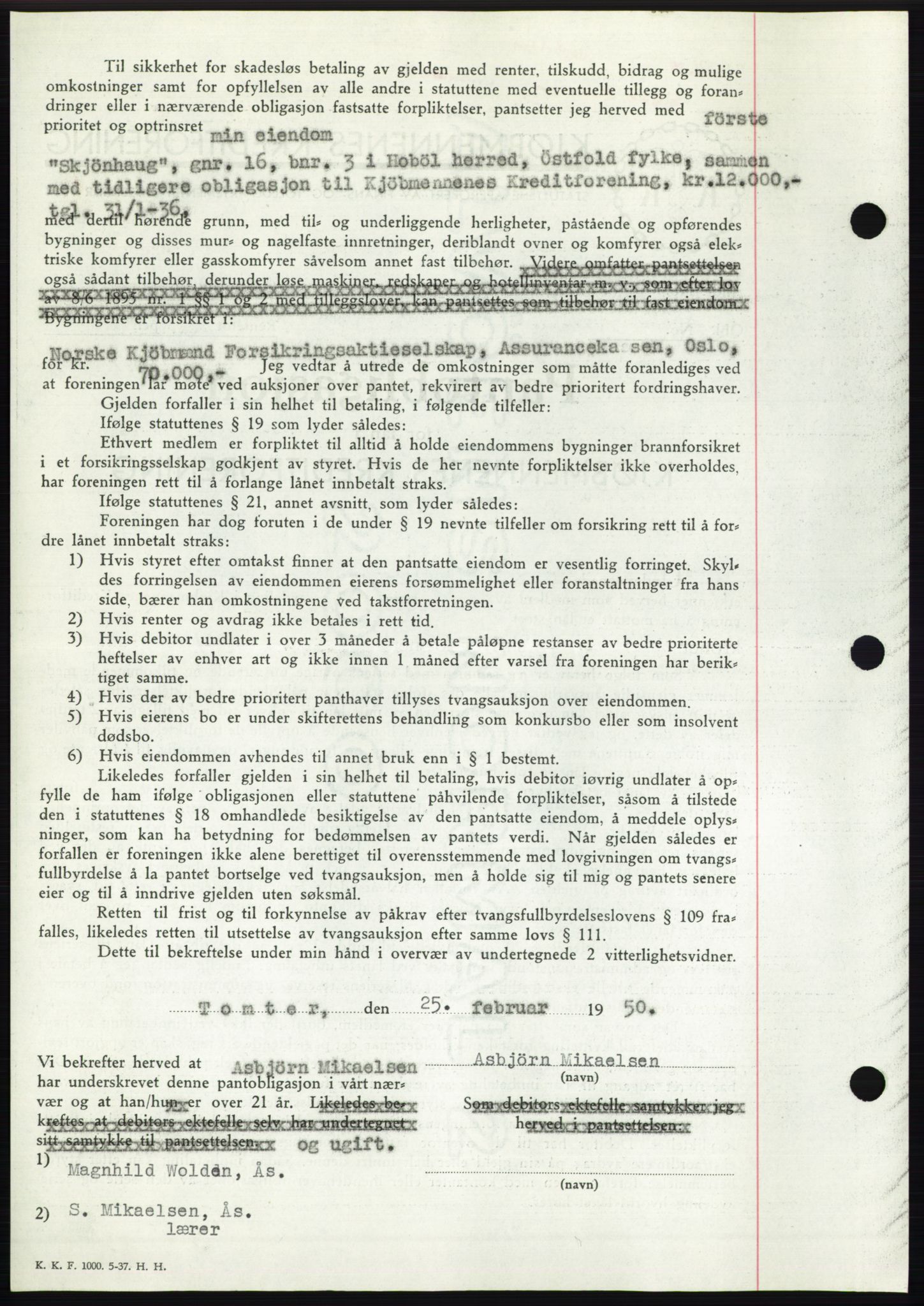 Moss sorenskriveri, SAO/A-10168: Mortgage book no. B23, 1949-1950, Diary no: : 742/1950