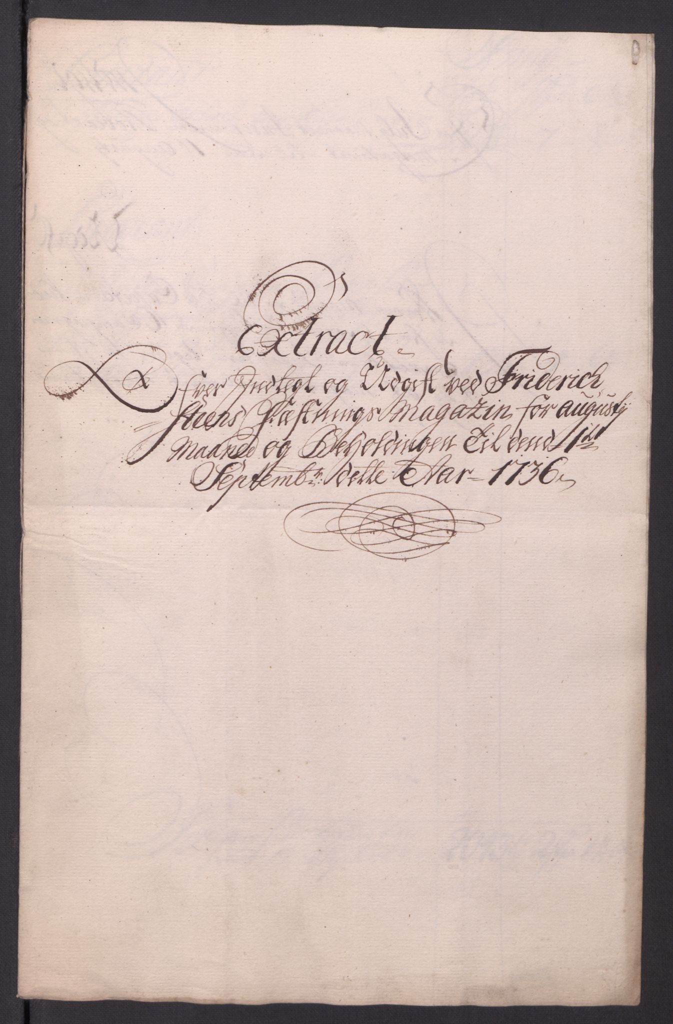 Kommanderende general (KG I) med Det norske krigsdirektorium, AV/RA-EA-5419/D/L0154: Fredriksten festning: Brev, inventarfortegnelser og regnskapsekstrakter, 1730-1739, p. 483