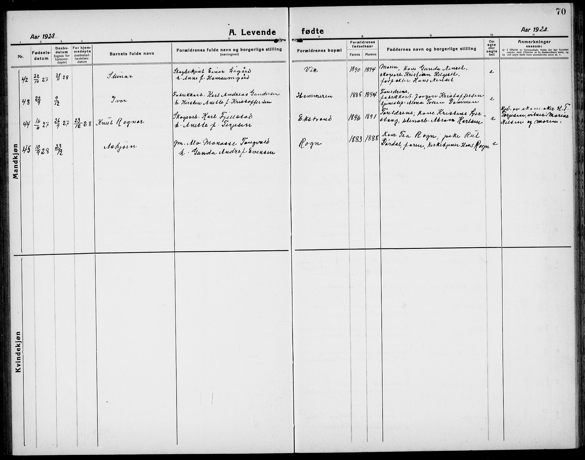 Bamble kirkebøker, AV/SAKO-A-253/G/Ga/L0011: Parish register (copy) no. I 11, 1920-1935, p. 70