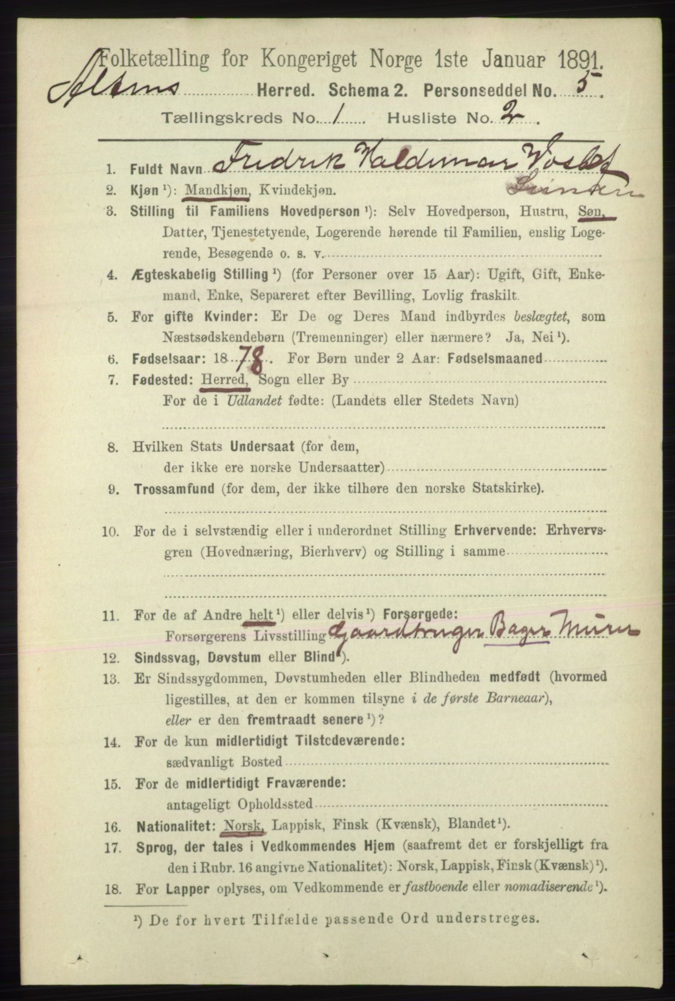 RA, 1891 census for 2012 Alta, 1891, p. 100