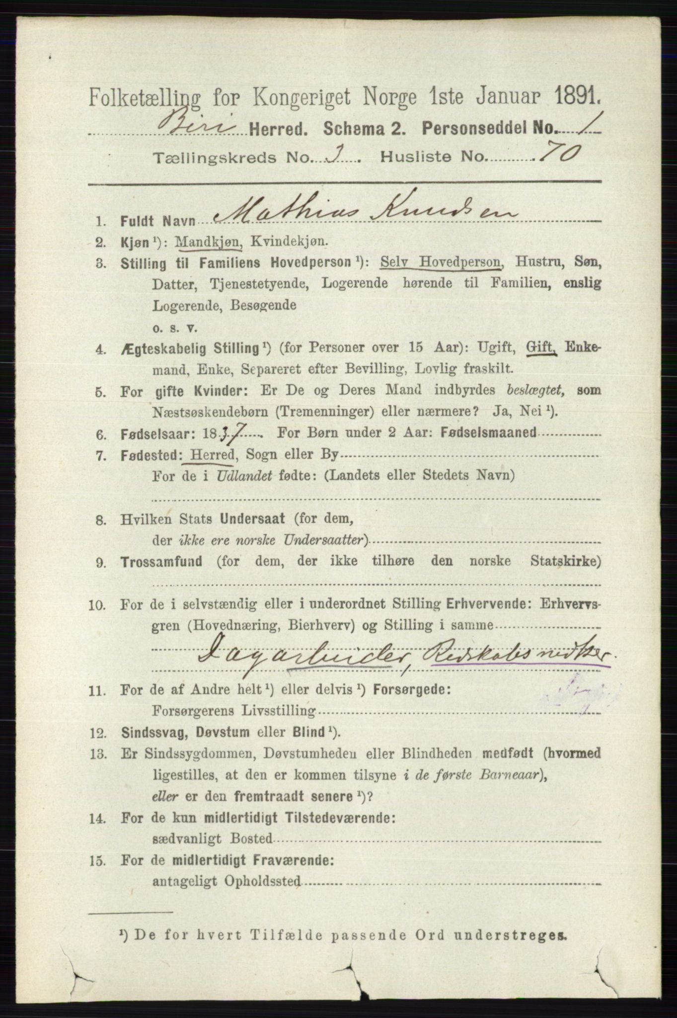 RA, 1891 census for 0525 Biri, 1891, p. 1322