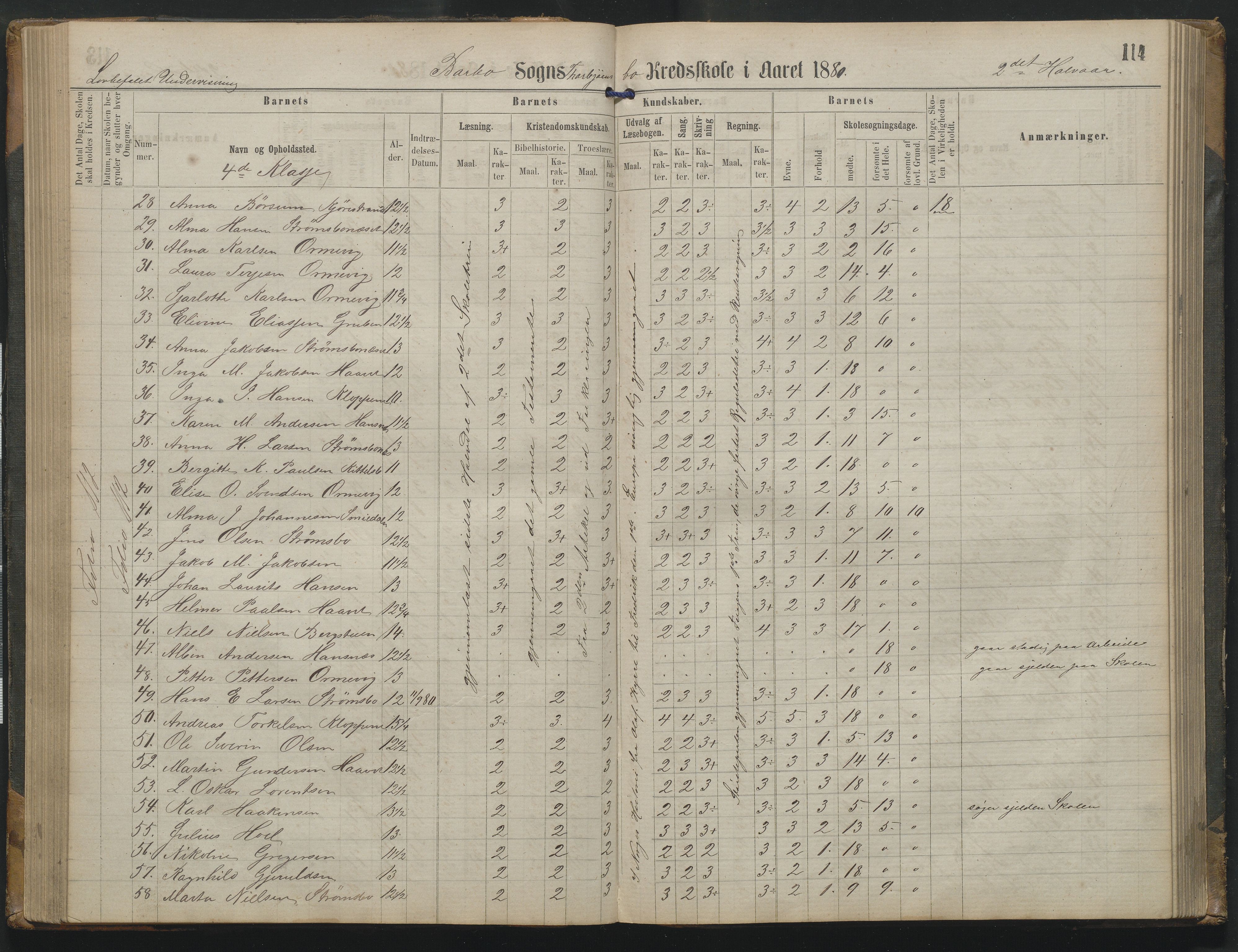 Arendal kommune, Katalog I, AAKS/KA0906-PK-I/07/L0342: Protokoll Torbjørnsbu skole, 1869-1890, p. 114