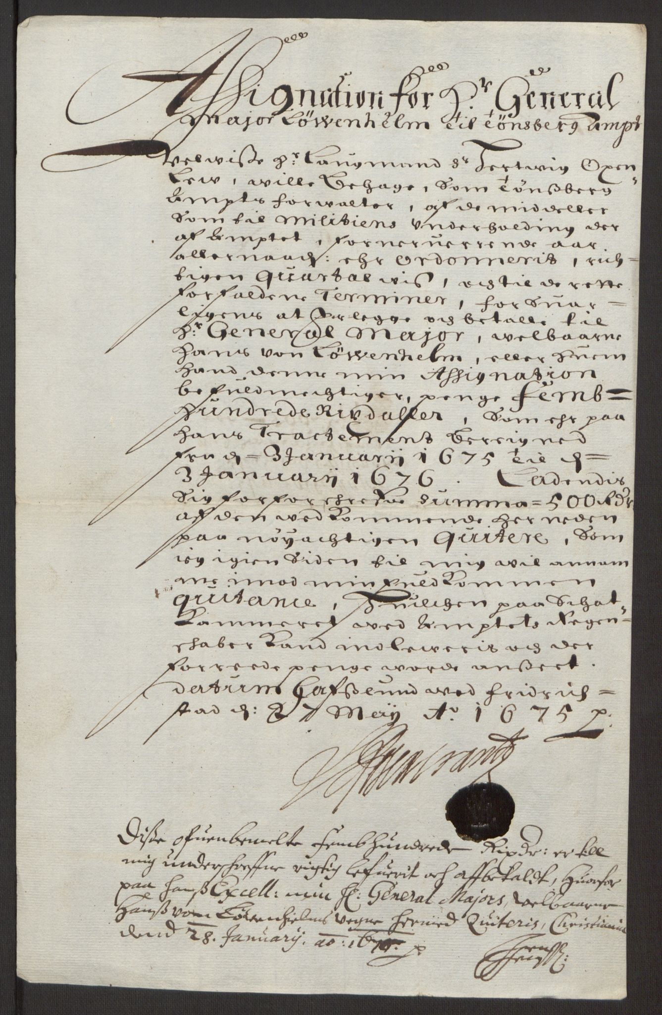 Rentekammeret inntil 1814, Reviderte regnskaper, Fogderegnskap, AV/RA-EA-4092/R32/L1844: Fogderegnskap Jarlsberg grevskap, 1674-1675, p. 38