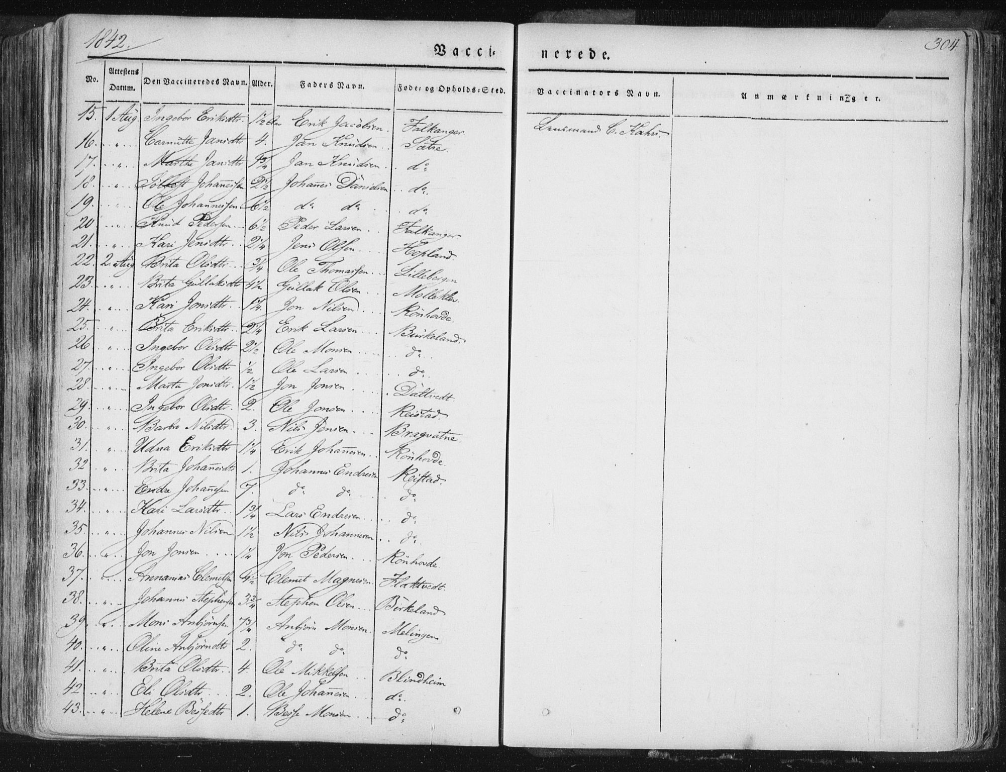Hamre sokneprestembete, SAB/A-75501/H/Ha/Haa/Haaa/L0012: Parish register (official) no. A 12, 1834-1845, p. 304