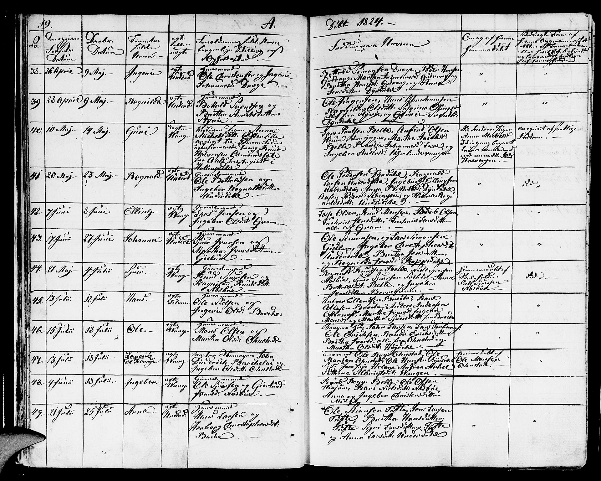 Aurland sokneprestembete, SAB/A-99937/H/Ha/Haa/L0006: Parish register (official) no. A 6, 1821-1859, p. 19