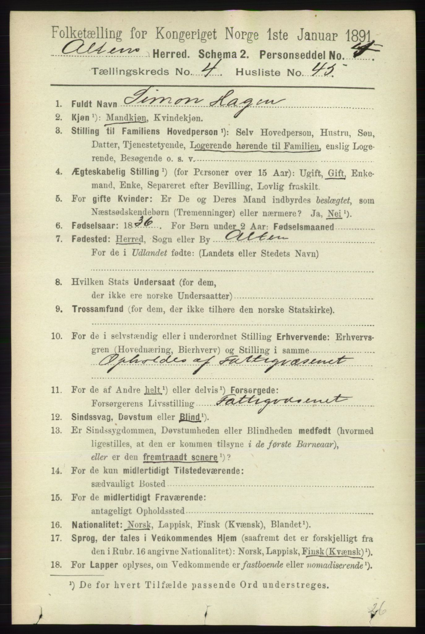 RA, 1891 census for 2012 Alta, 1891, p. 1585