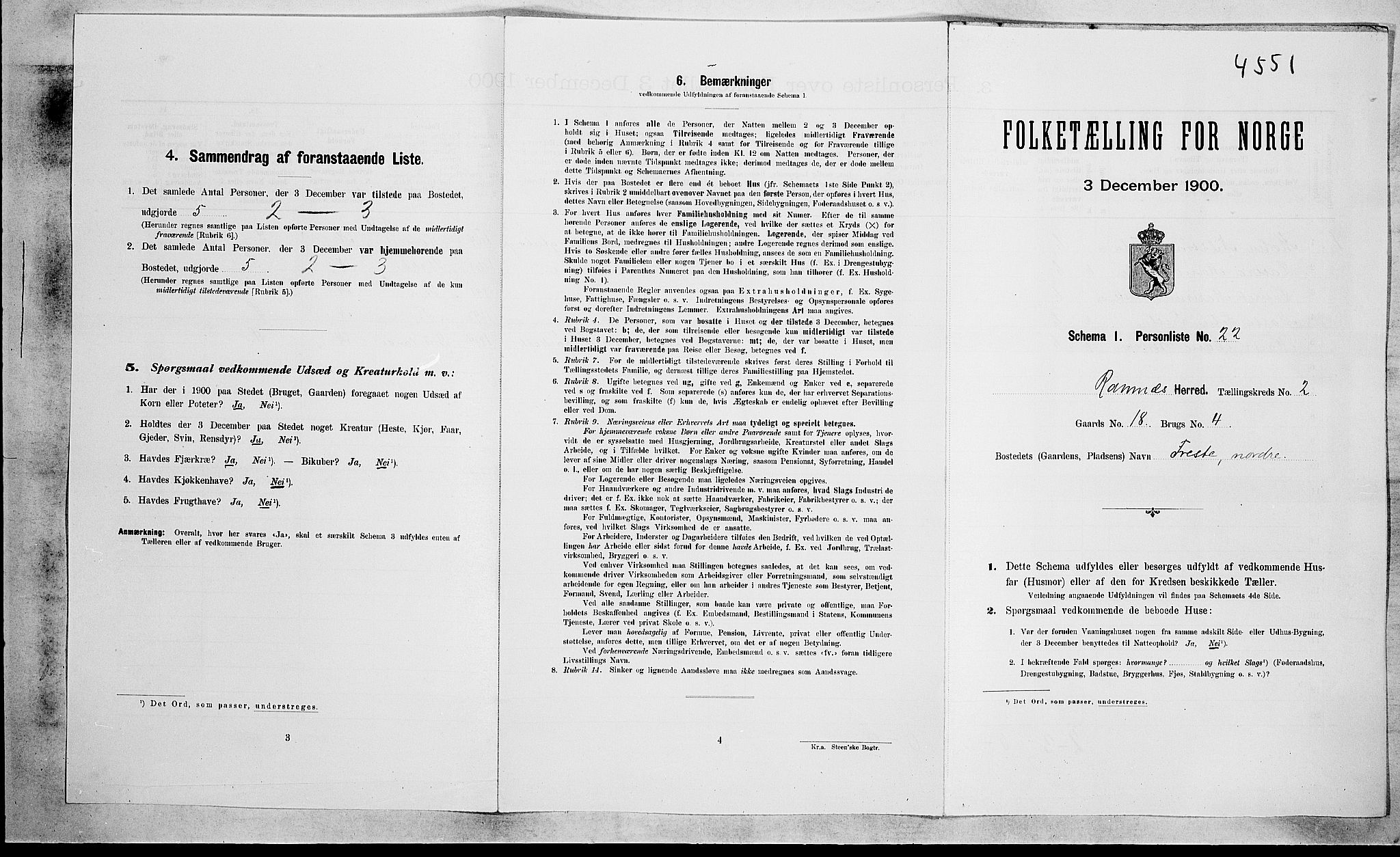 RA, 1900 census for Ramnes, 1900, p. 271