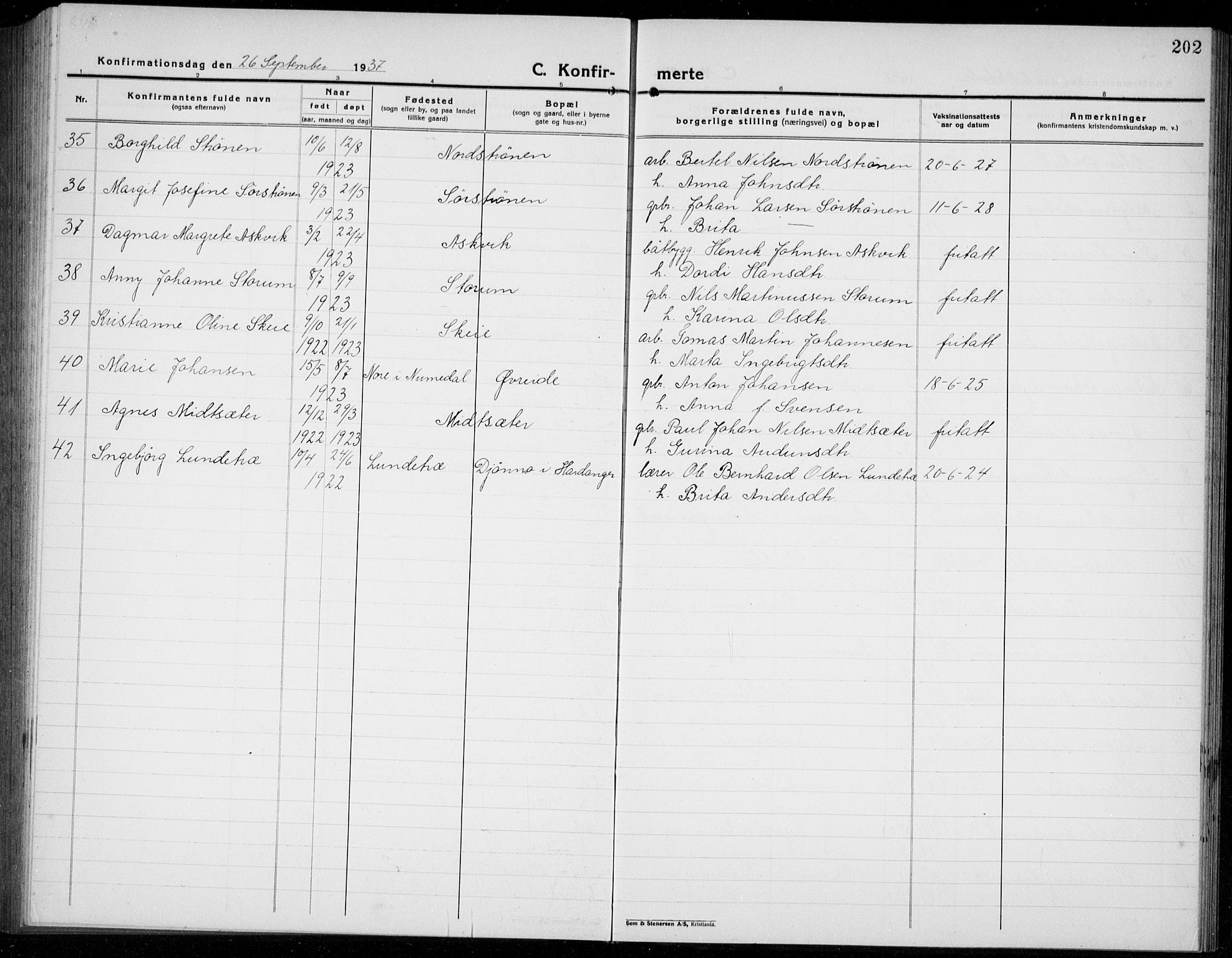 Os sokneprestembete, AV/SAB-A-99929: Parish register (copy) no. A 5, 1923-1941, p. 202