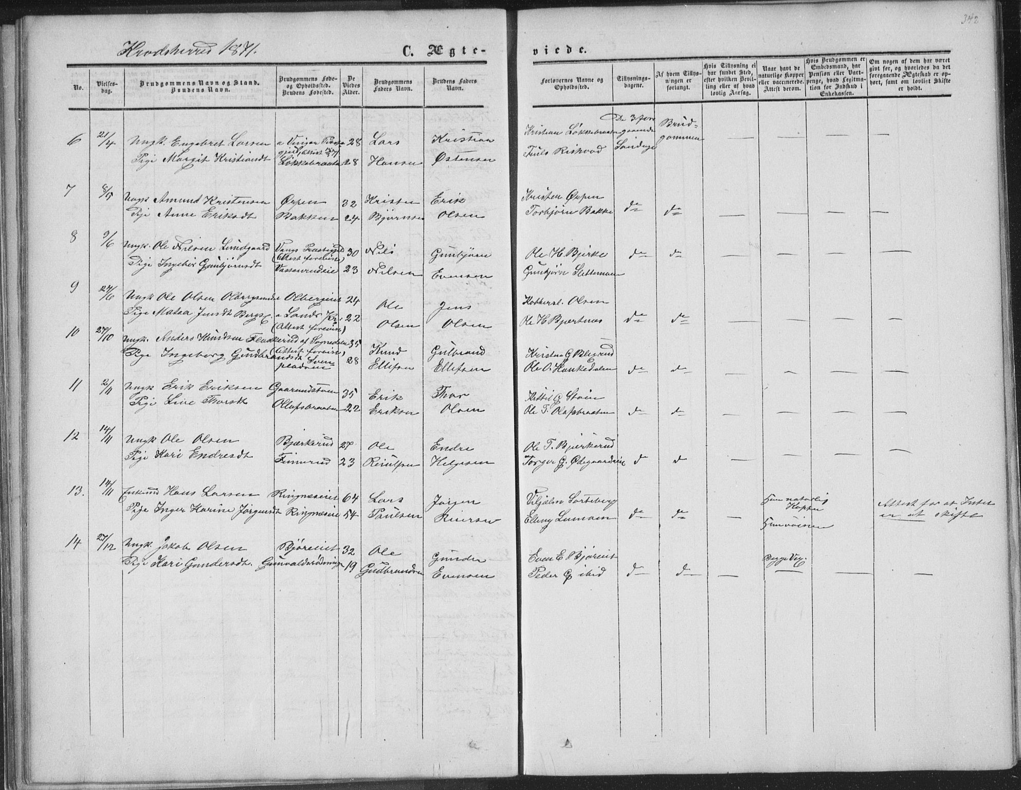 Sigdal kirkebøker, AV/SAKO-A-245/F/Fa/L0009b: Parish register (official) no. I 9B, 1860-1871, p. 342