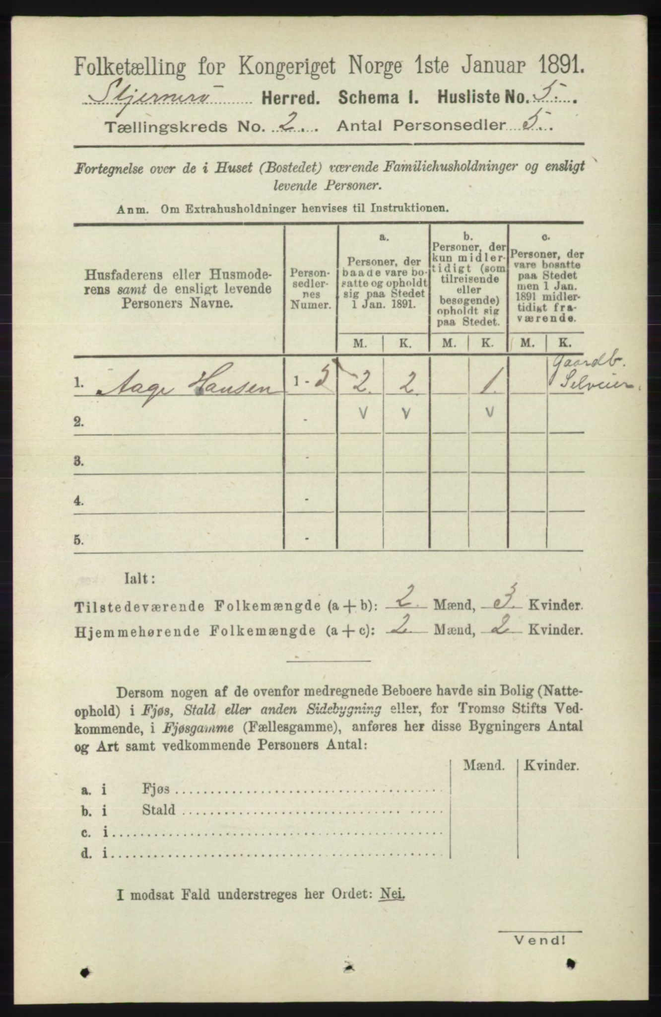 RA, 1891 census for 1140 Sjernarøy, 1891, p. 225