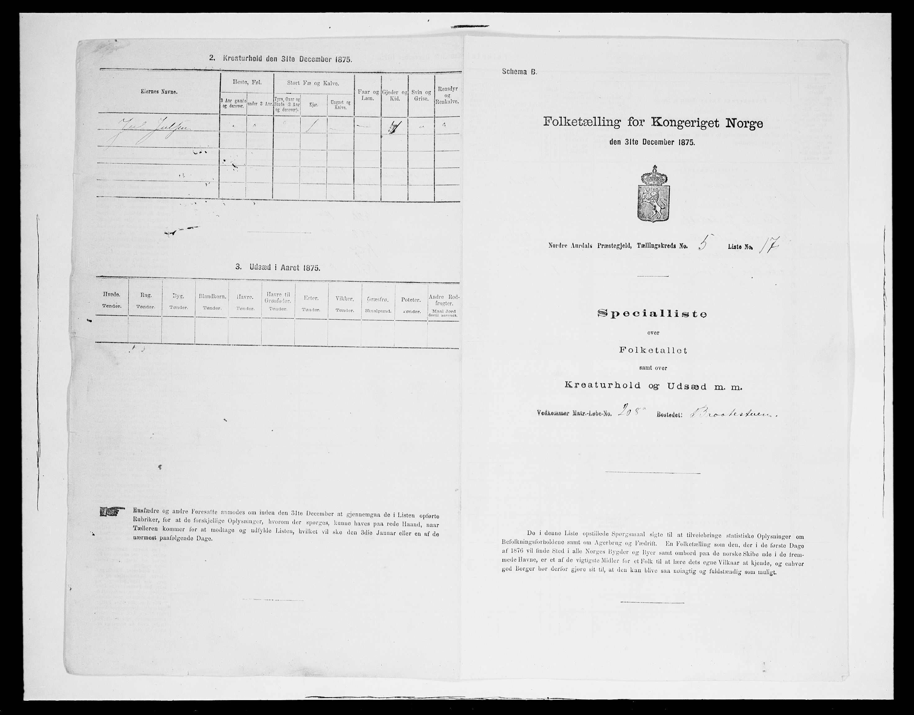 SAH, 1875 census for 0542P Nord-Aurdal, 1875, p. 924