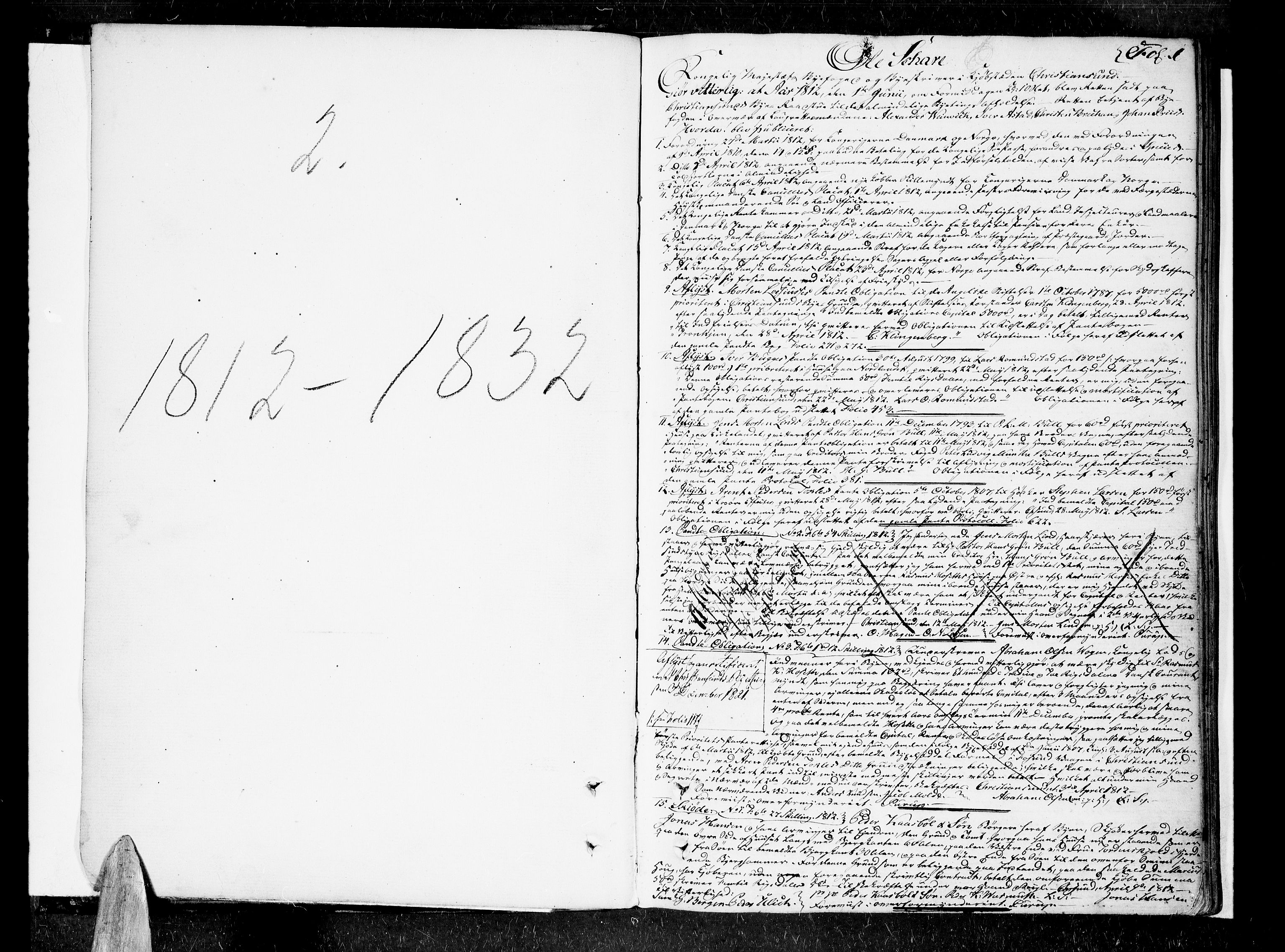 Kristiansund byfogd, SAT/A-4587/A/27/L0002: Mortgage book no. 2, 1812-1832, p. 1
