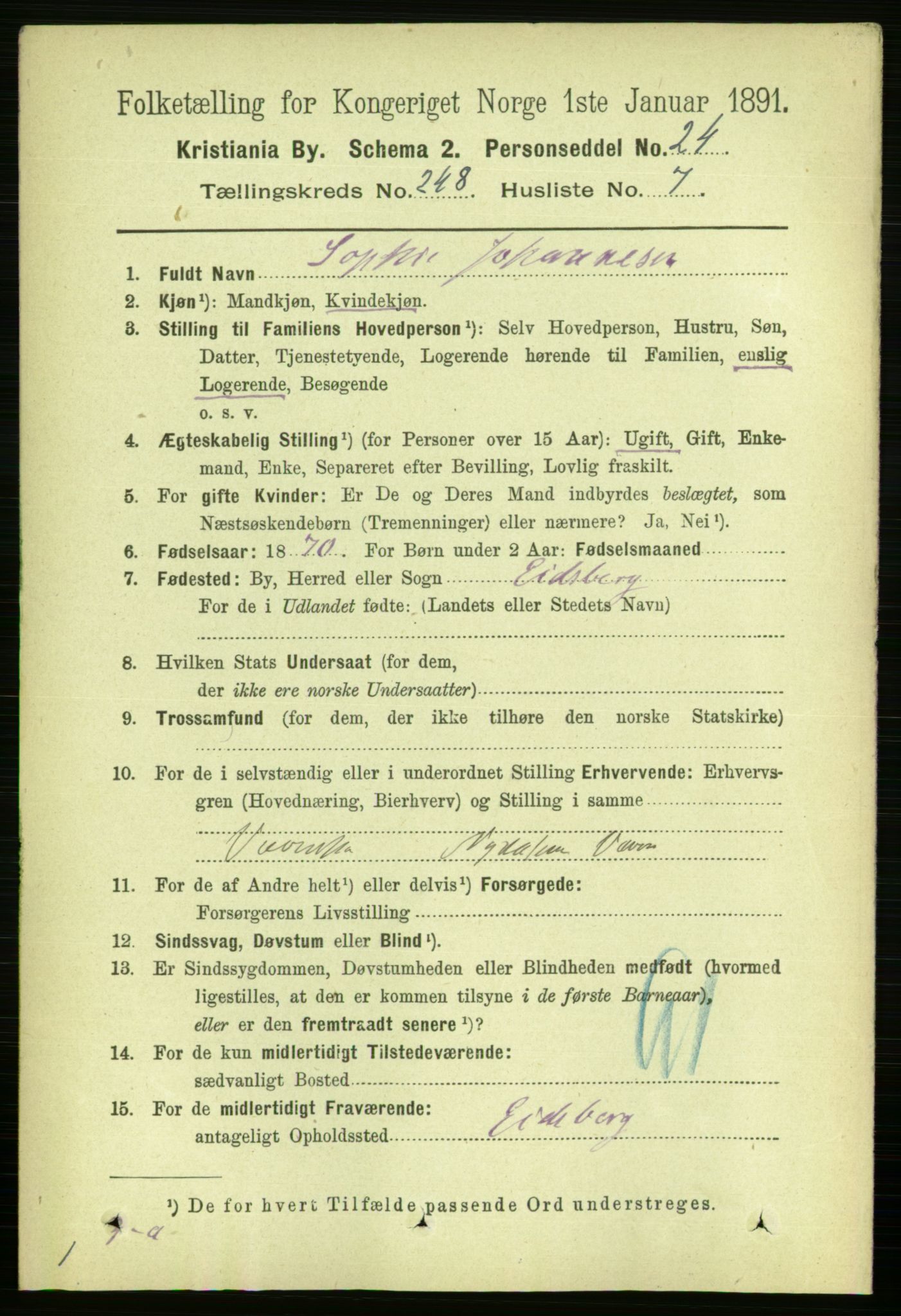 RA, 1891 census for 0301 Kristiania, 1891, p. 151323