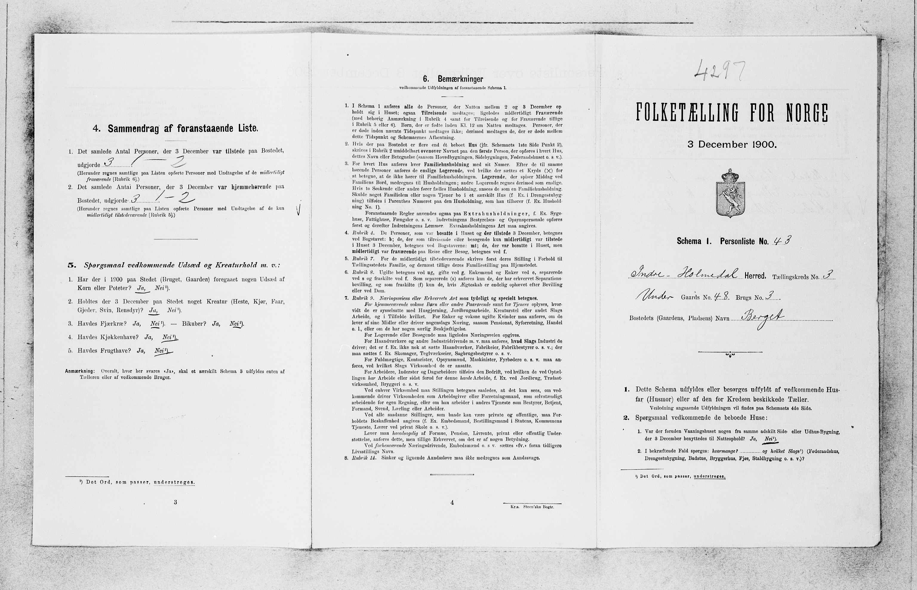 SAB, 1900 census for Indre Holmedal, 1900, p. 351