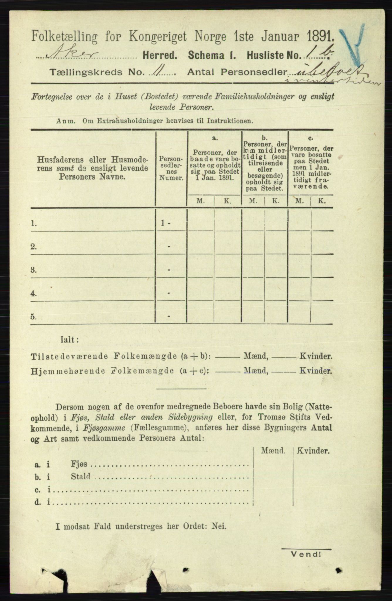 RA, 1891 census for 0218 Aker, 1891, p. 10051