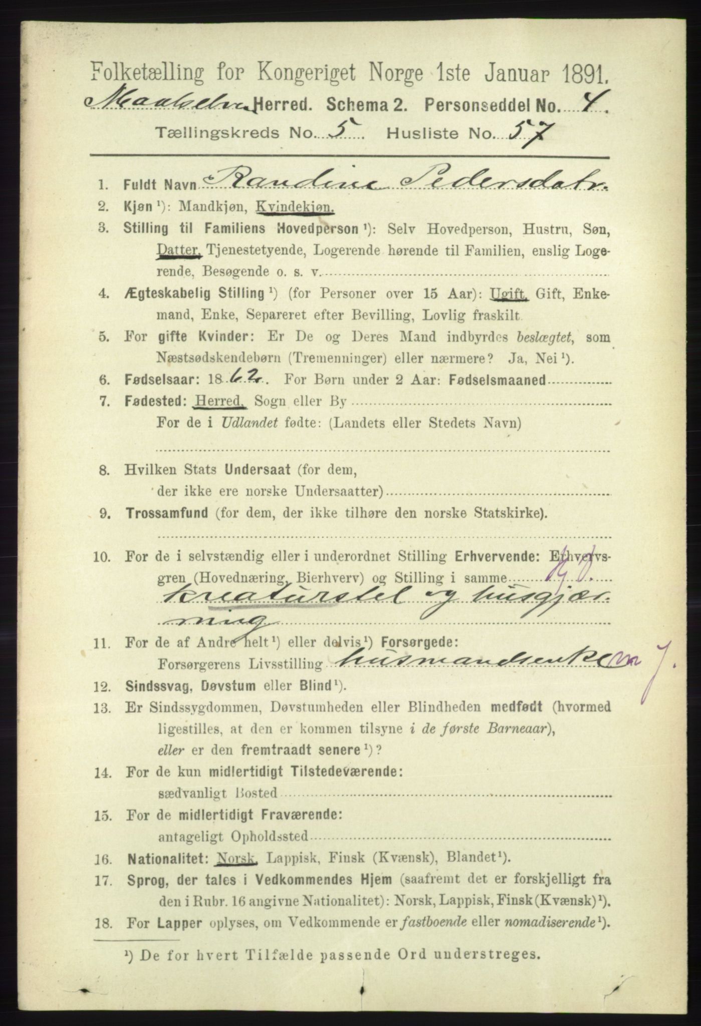RA, 1891 census for 1924 Målselv, 1891, p. 1998