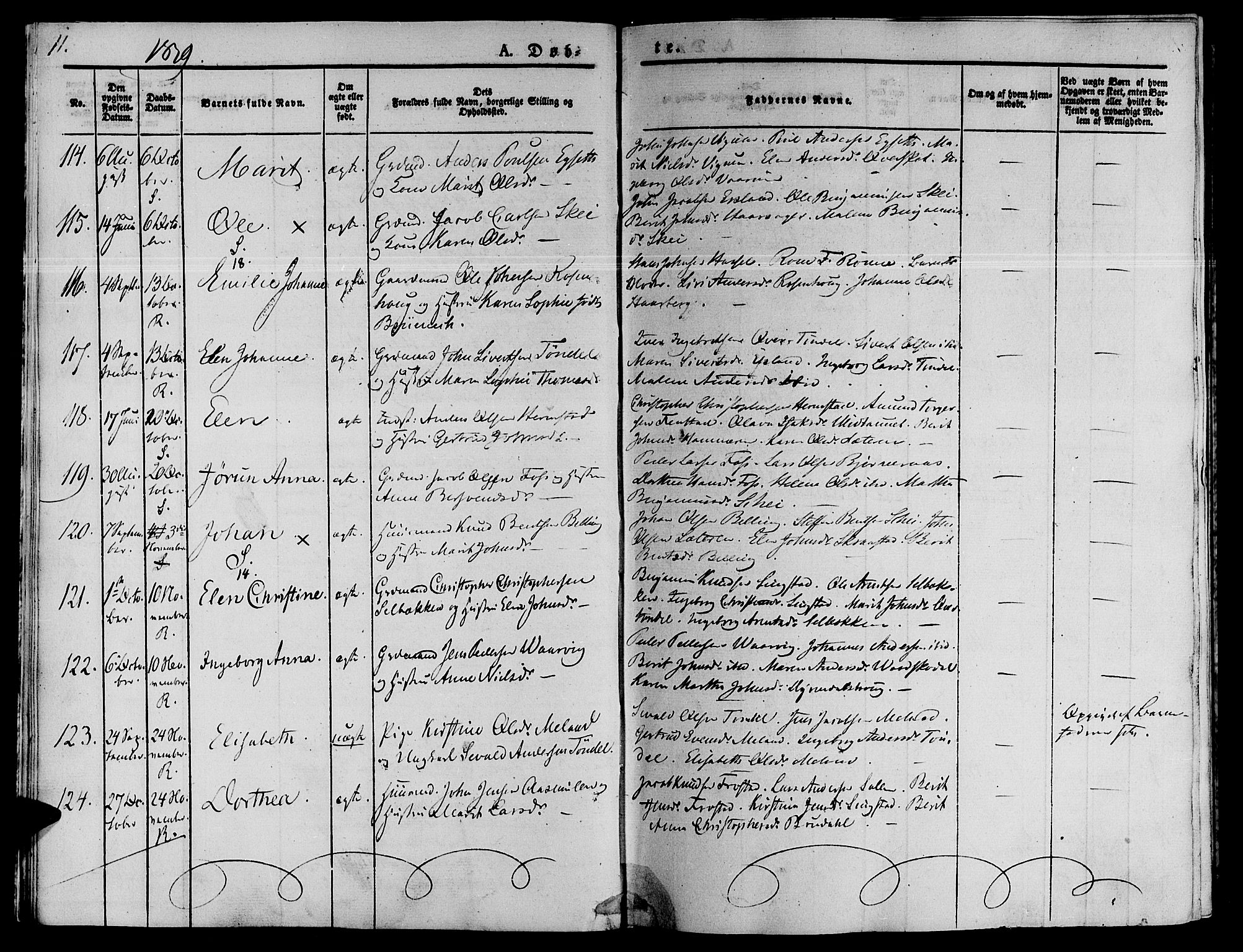 Ministerialprotokoller, klokkerbøker og fødselsregistre - Sør-Trøndelag, SAT/A-1456/646/L0610: Parish register (official) no. 646A08, 1837-1847, p. 11