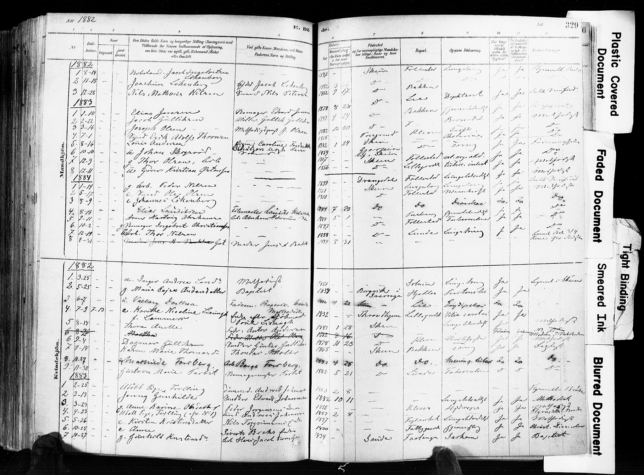 Skien kirkebøker, SAKO/A-302/F/Fa/L0009: Parish register (official) no. 9, 1878-1890, p. 329