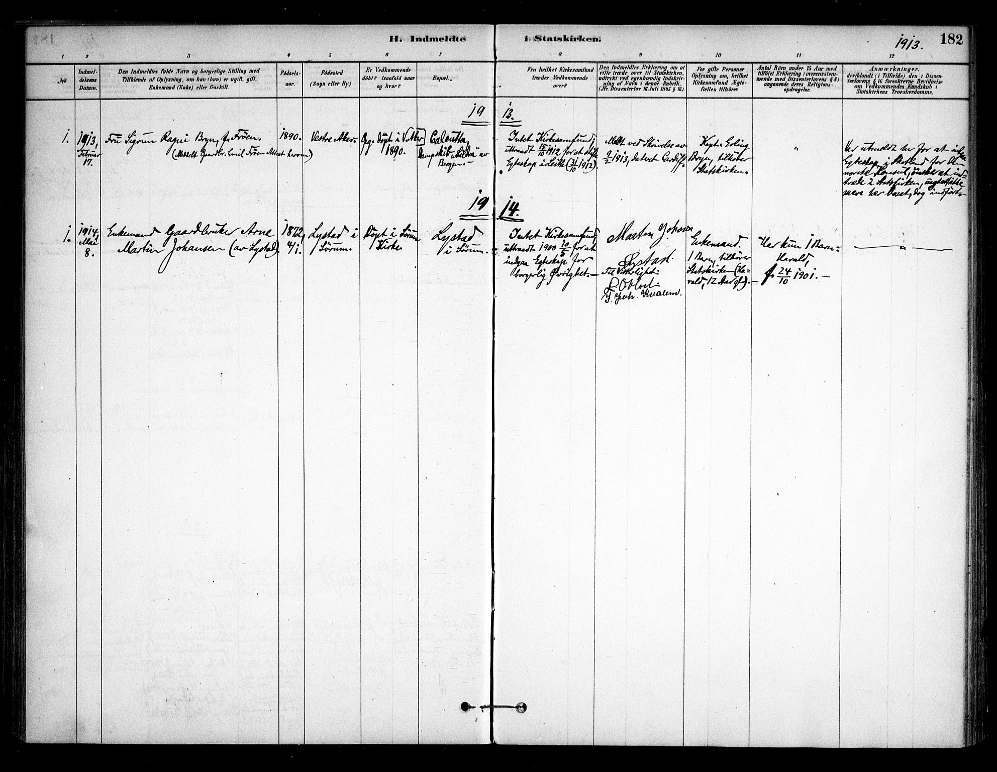 Sørum prestekontor Kirkebøker, AV/SAO-A-10303/F/Fa/L0008: Parish register (official) no. I 8, 1878-1914, p. 182