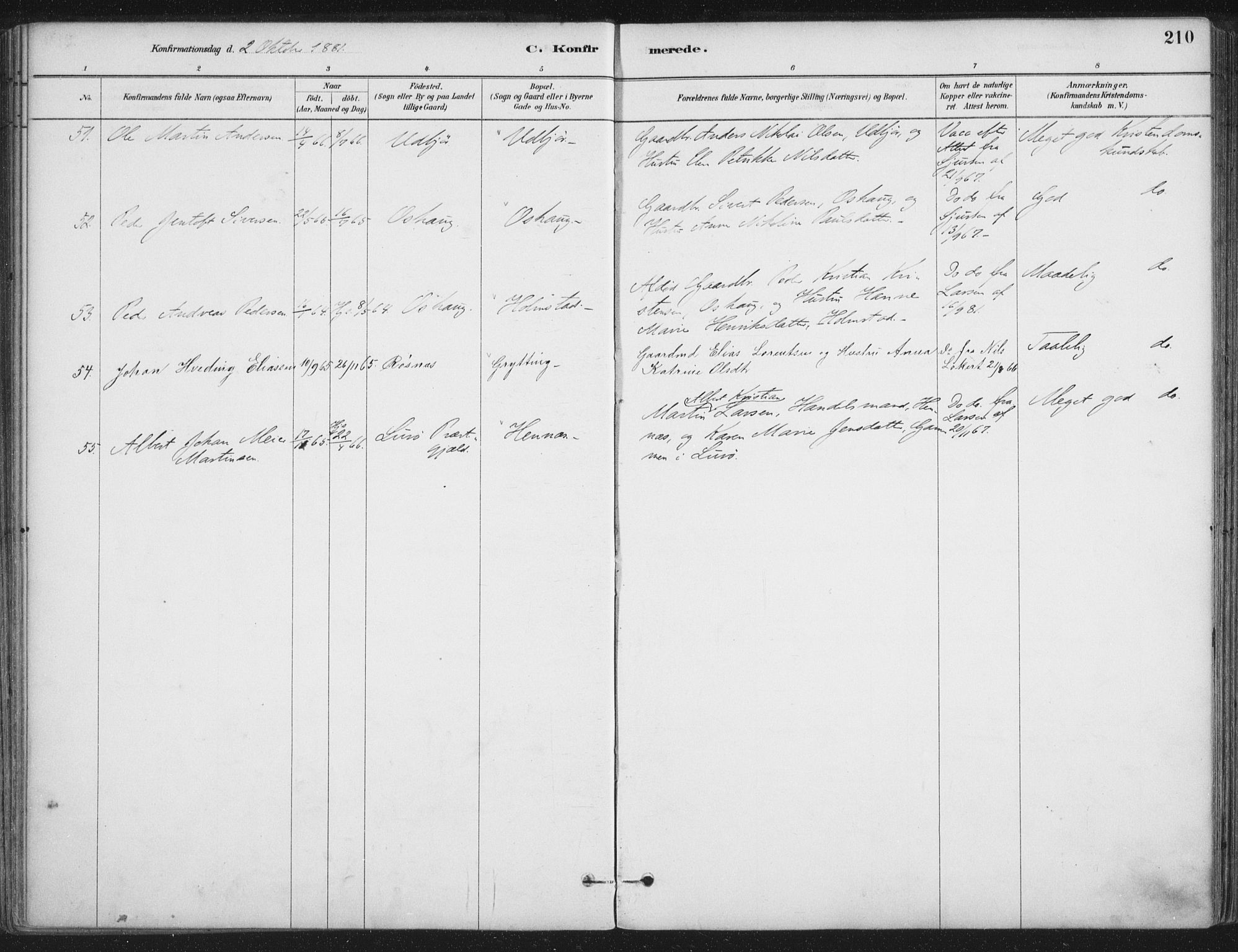 Ministerialprotokoller, klokkerbøker og fødselsregistre - Nordland, SAT/A-1459/888/L1244: Parish register (official) no. 888A10, 1880-1890, p. 210