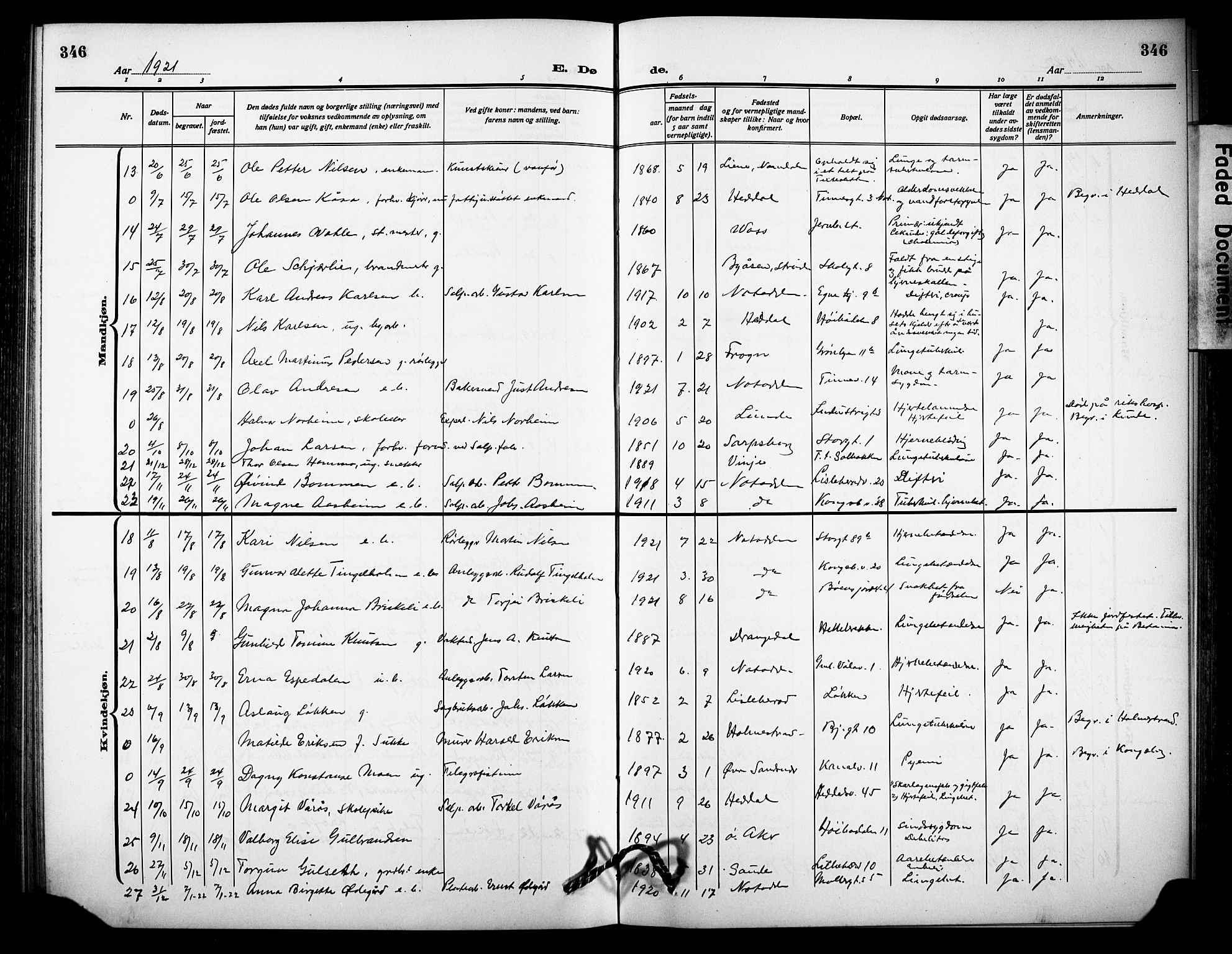 Notodden kirkebøker, AV/SAKO-A-290/G/Ga/L0001: Parish register (copy) no. 1, 1912-1923, p. 346