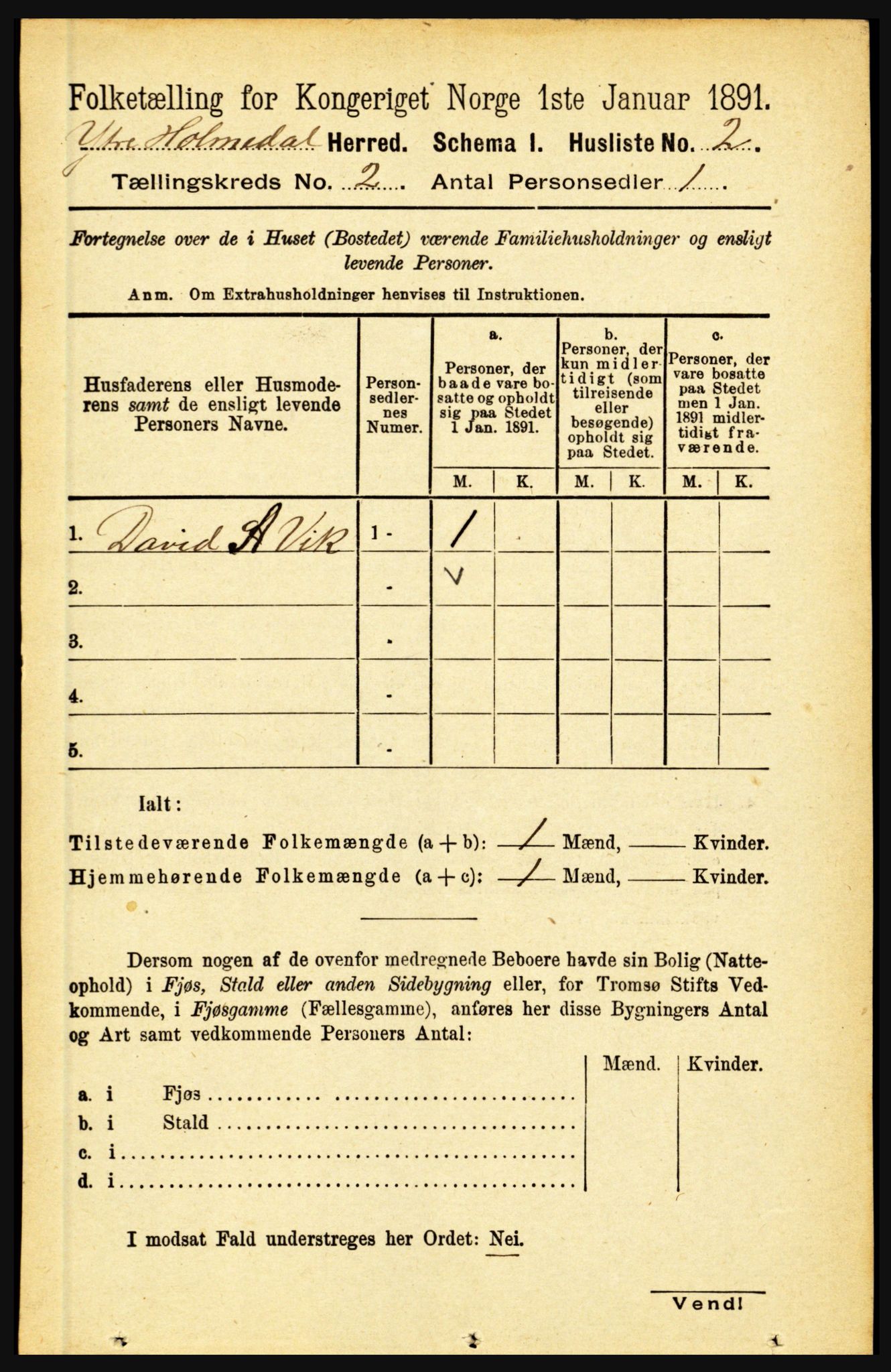 RA, 1891 census for 1429 Ytre Holmedal, 1891, p. 252