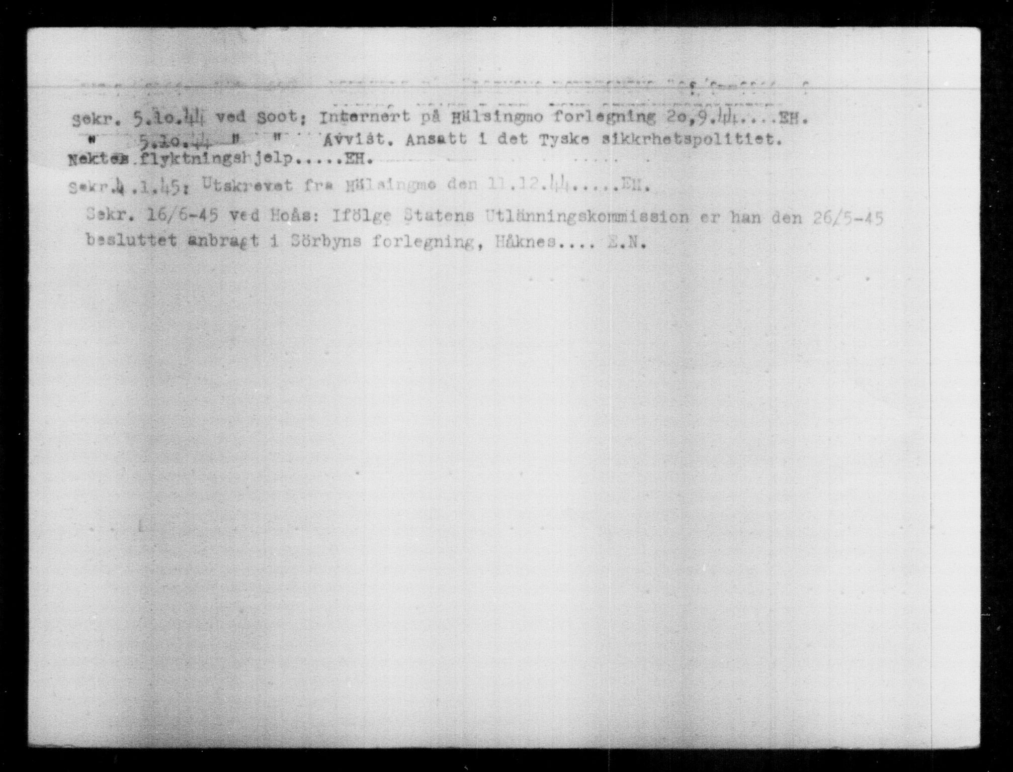 Utenriksstasjonene, Legasjonen i Stockholm, Flyktningkontoret, AV/RA-S-6753/V/Va/L0013: Kjesäterkartoteket, flyktninger med registreringsnr. 31500-34731, 1940-1945, p. 1597