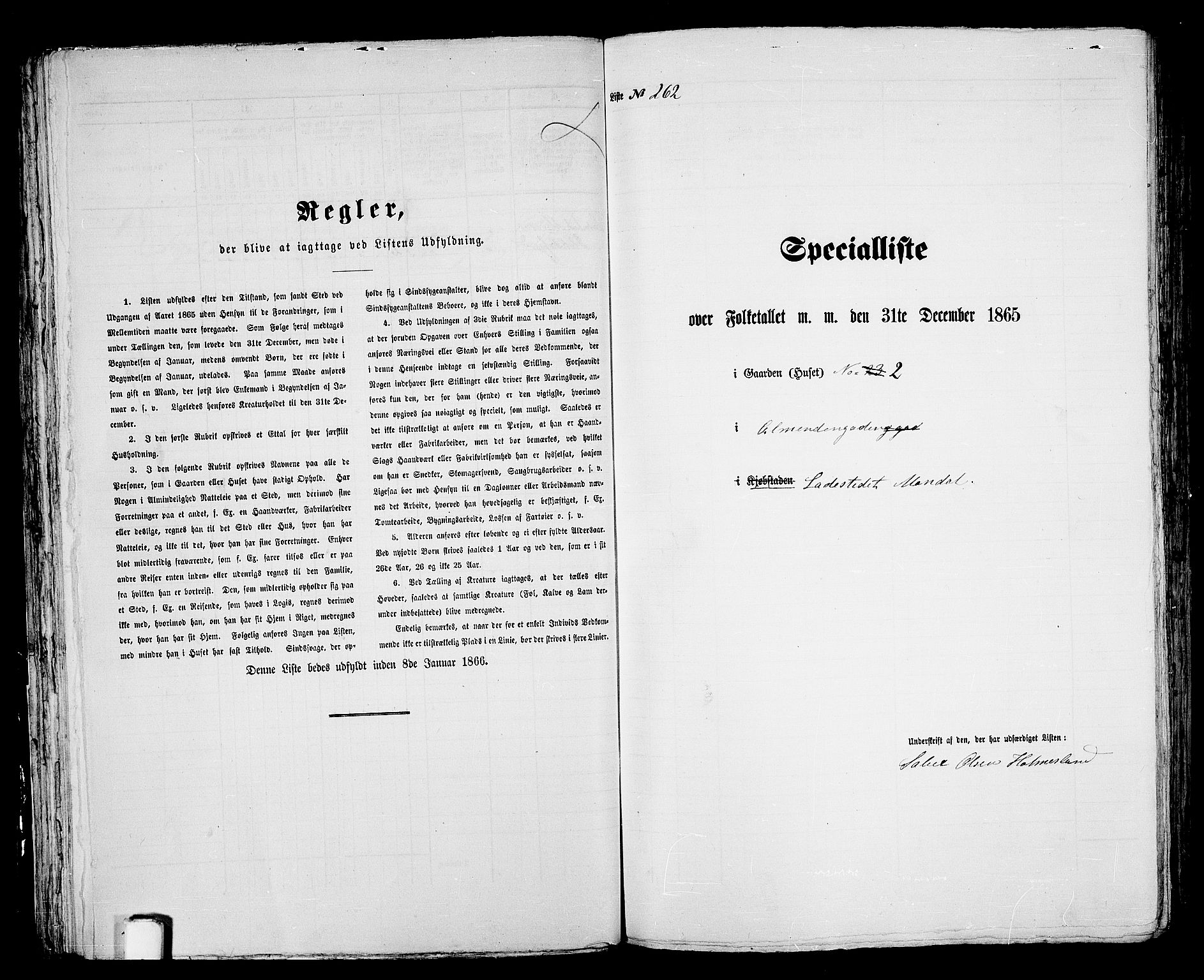 RA, 1865 census for Mandal/Mandal, 1865, p. 529