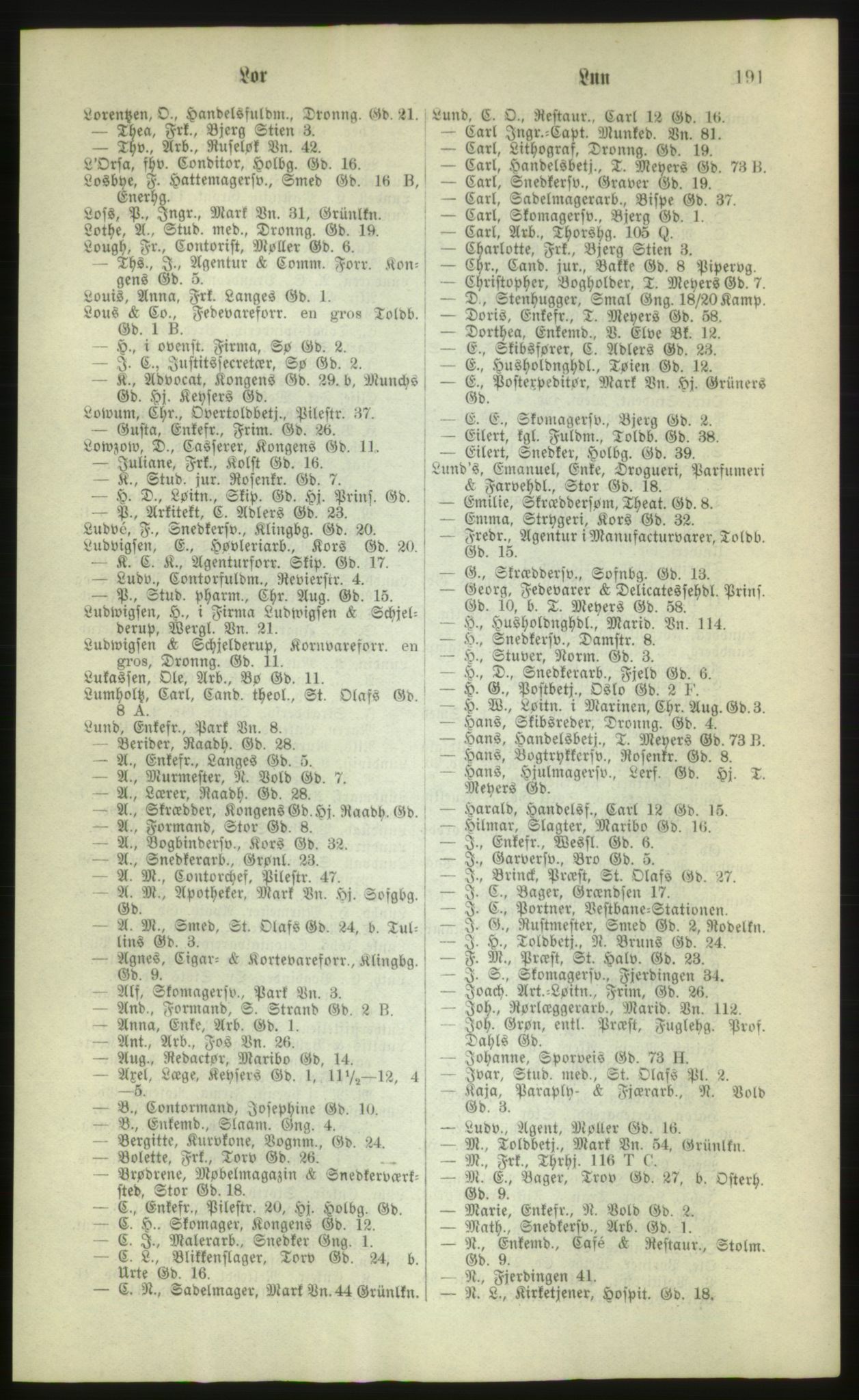 Kristiania/Oslo adressebok, PUBL/-, 1880, p. 191