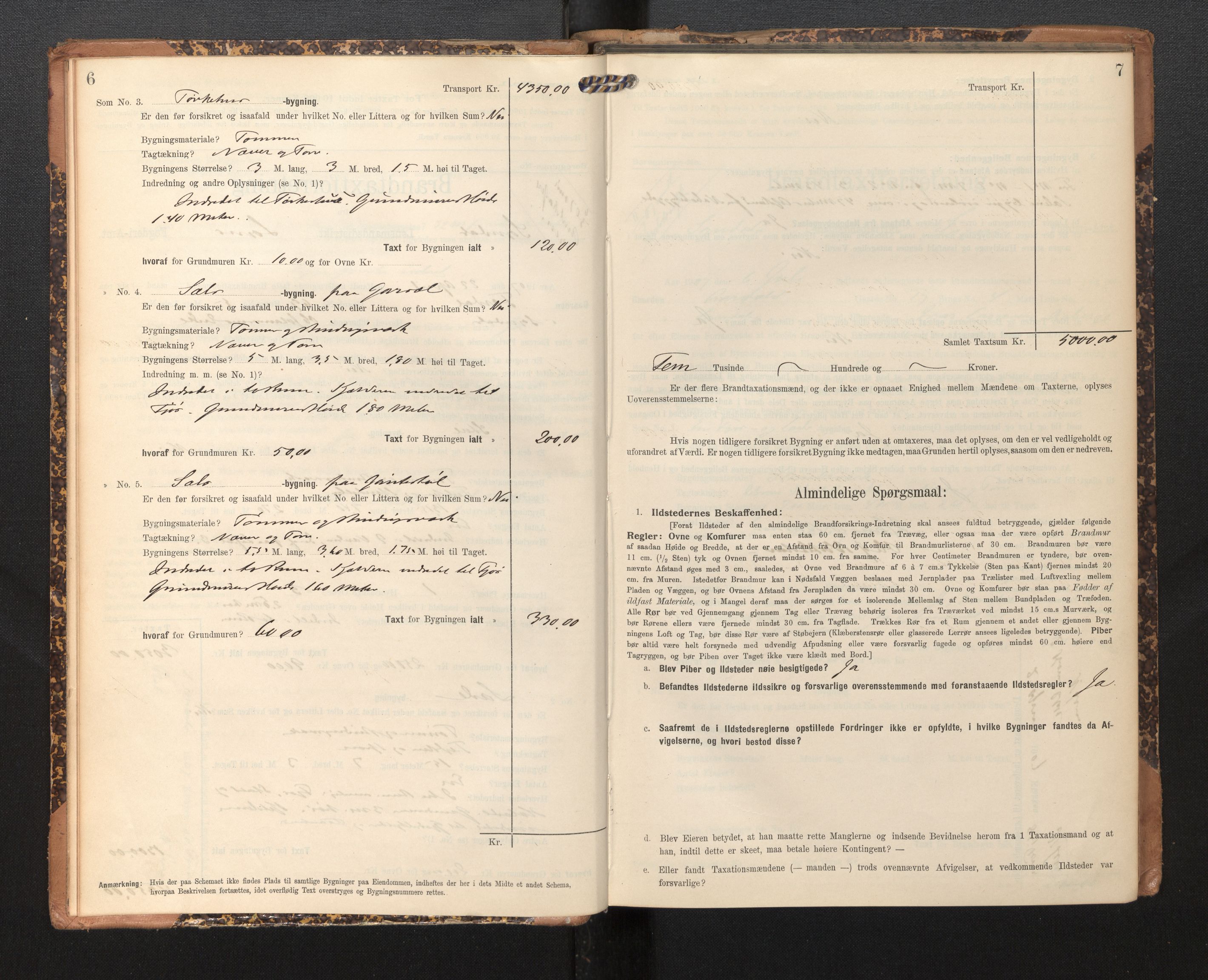 Lensmannen i Sogndal, SAB/A-29901/0012/L0010: Branntakstprotokoll, skjematakst, 1907-1914, p. 6-7