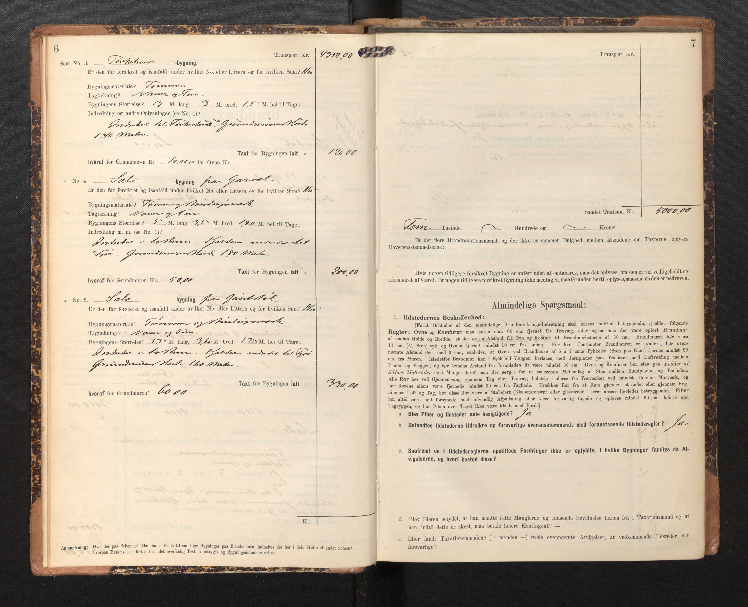 Lensmannen i Sogndal, AV/SAB-A-29901/0012/L0010: Branntakstprotokoll, skjematakst, 1907-1914, p. 6-7