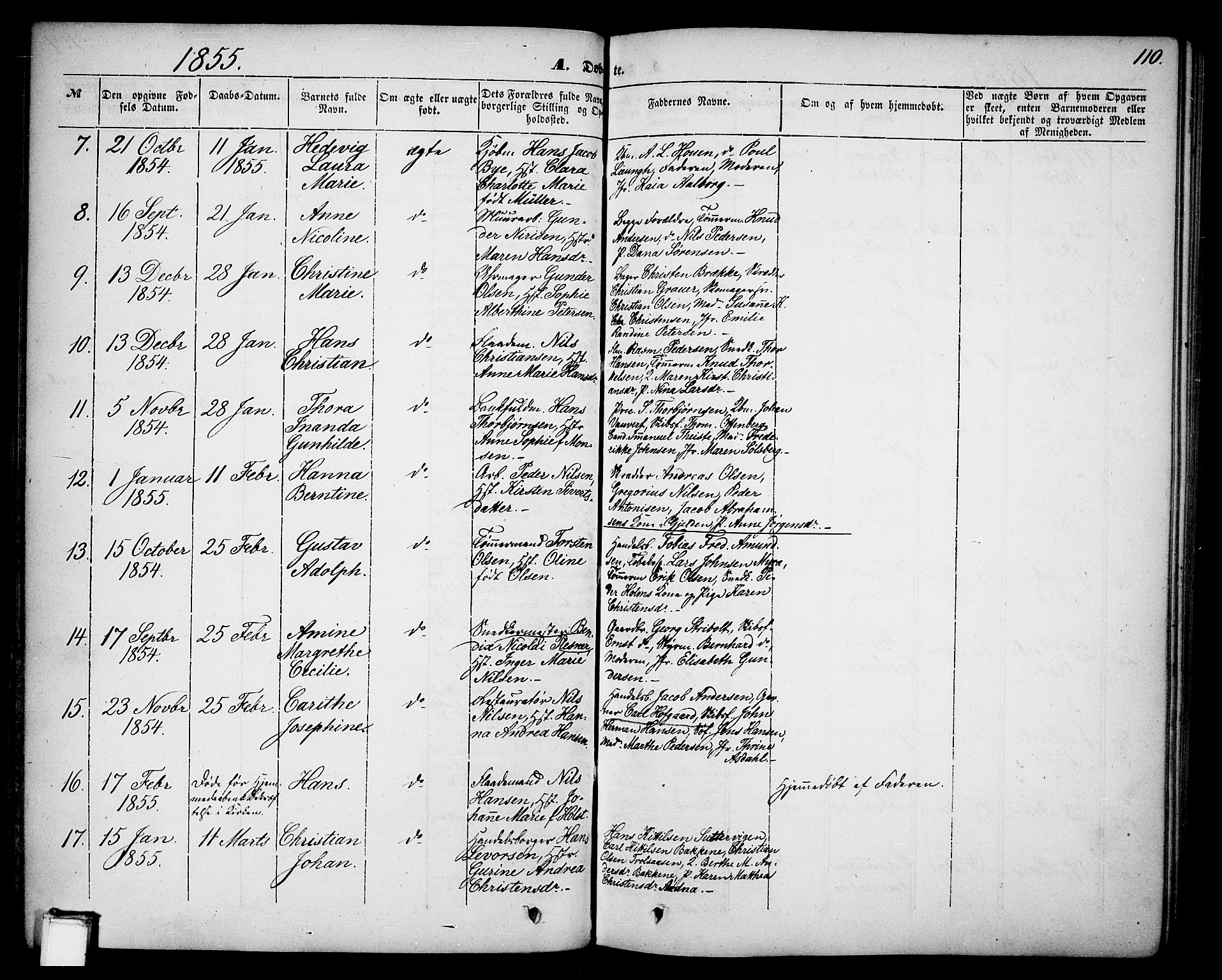 Skien kirkebøker, SAKO/A-302/G/Ga/L0004: Parish register (copy) no. 4, 1843-1867, p. 110