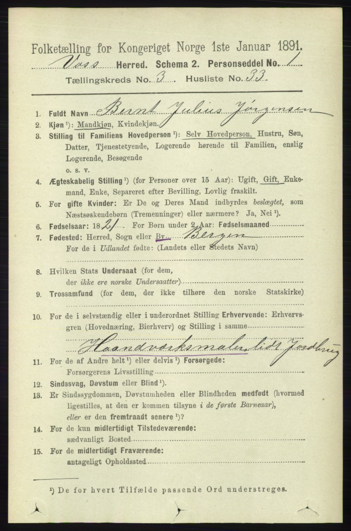 RA, 1891 census for 1235 Voss, 1891, p. 1384