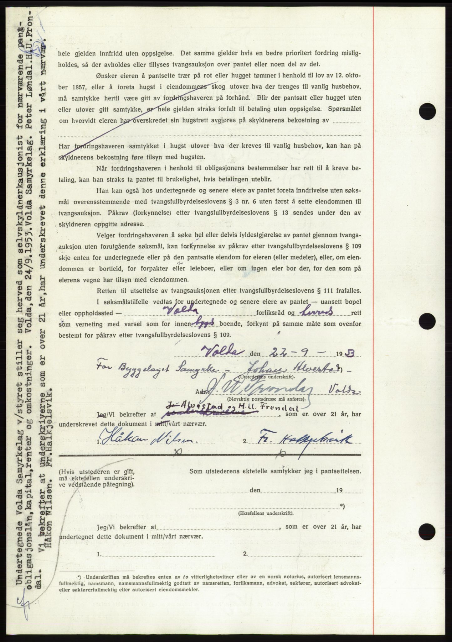 Søre Sunnmøre sorenskriveri, AV/SAT-A-4122/1/2/2C/L0124: Mortgage book no. 12B, 1953-1954, Diary no: : 2529/1953