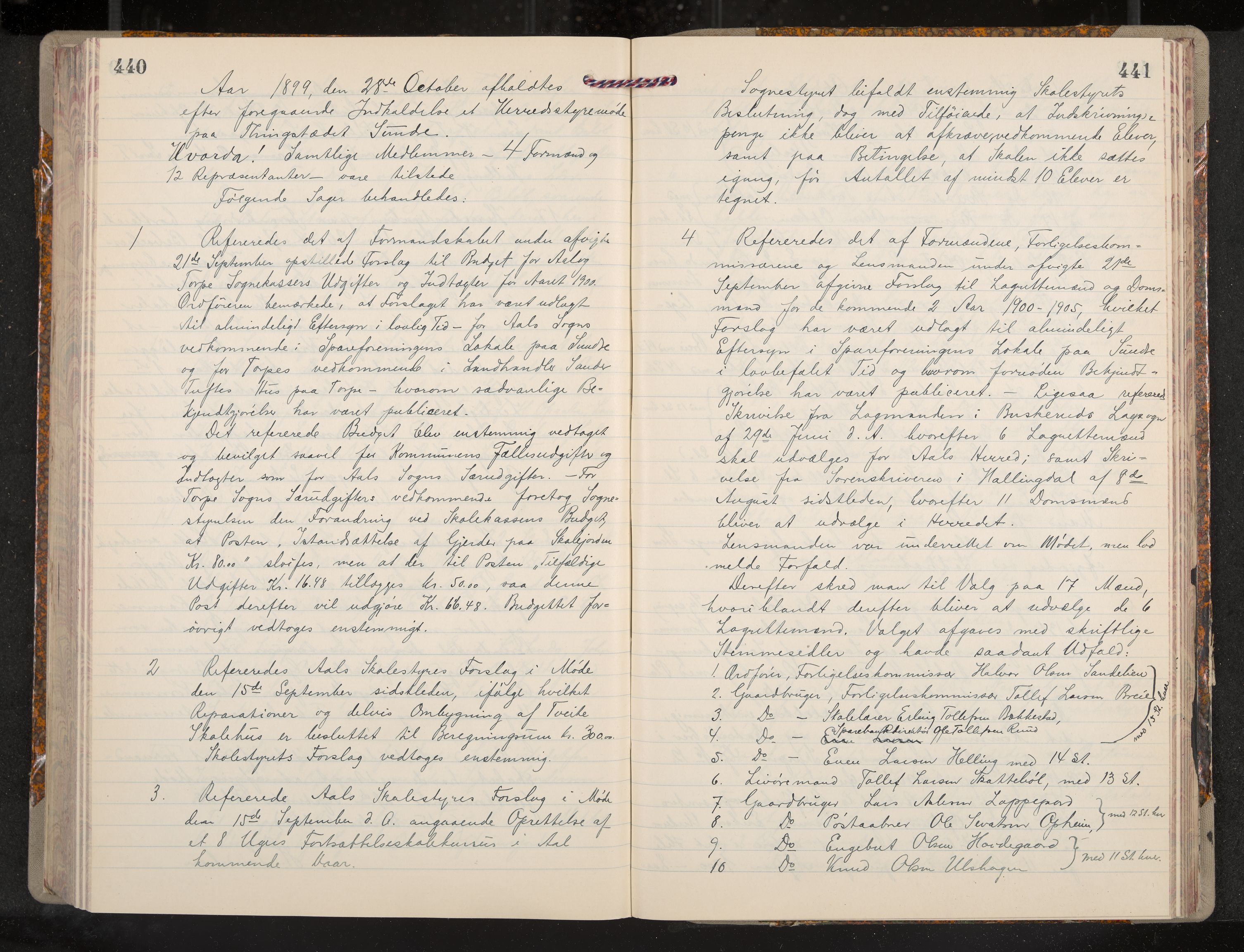 Ål formannskap og sentraladministrasjon, IKAK/0619021/A/Aa/L0004: Utskrift av møtebok, 1881-1901, p. 440-441