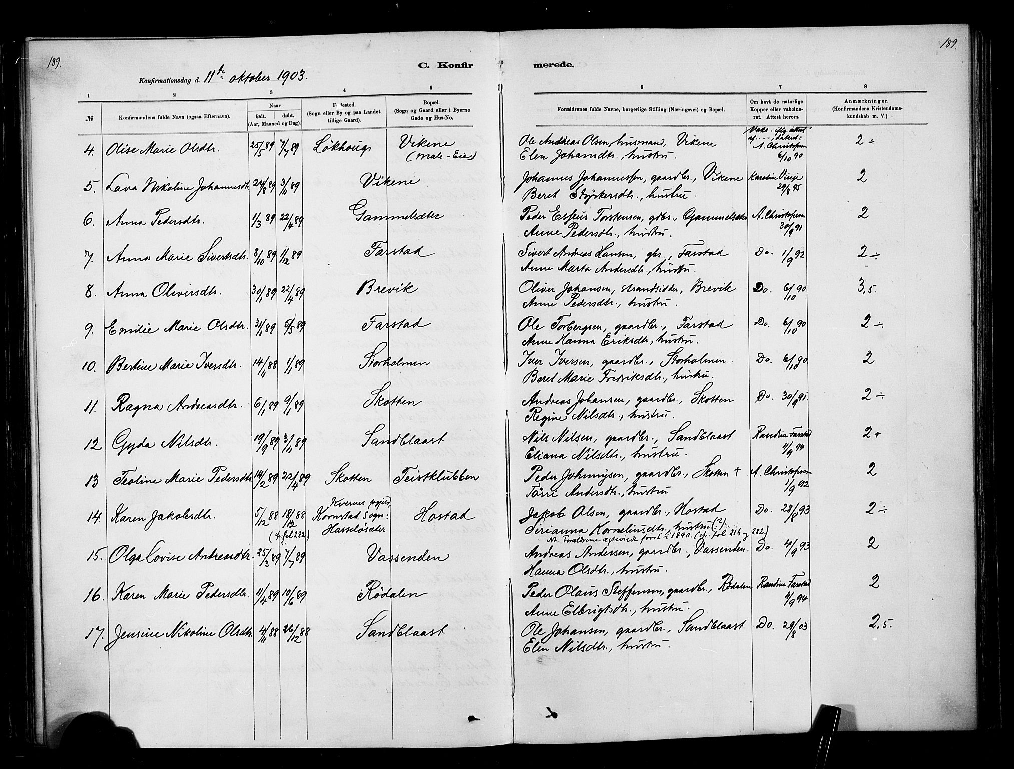 Ministerialprotokoller, klokkerbøker og fødselsregistre - Møre og Romsdal, AV/SAT-A-1454/567/L0778: Parish register (official) no. 567A01, 1881-1903, p. 189