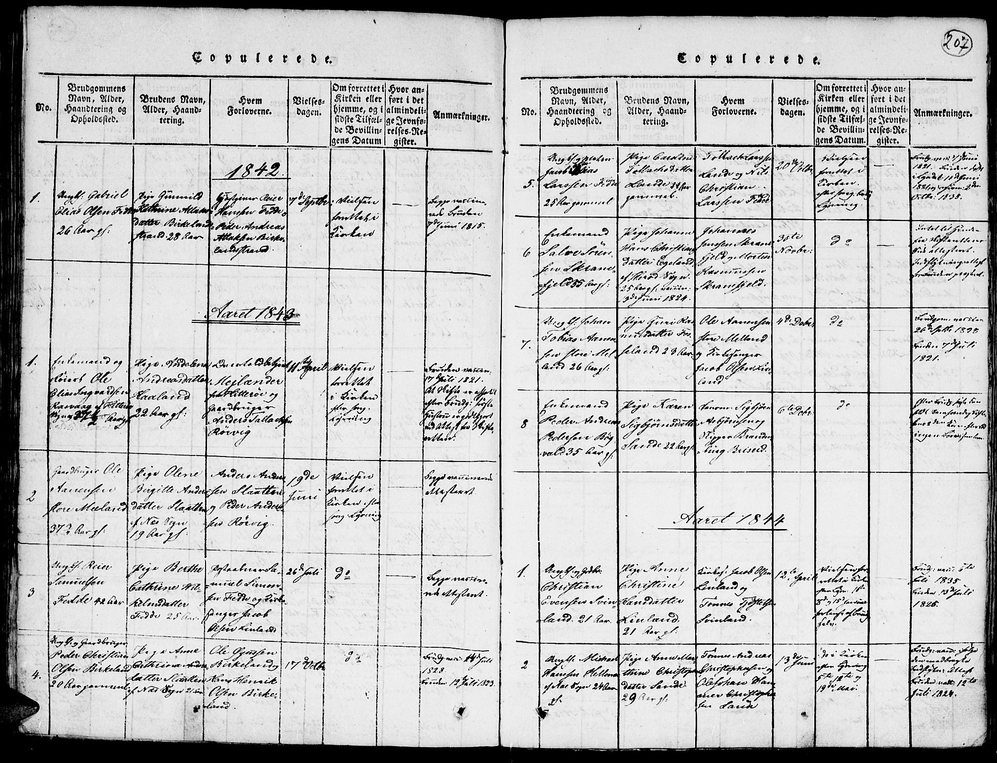 Kvinesdal sokneprestkontor, AV/SAK-1111-0026/F/Fa/Faa/L0001: Parish register (official) no. A 1, 1815-1849, p. 207