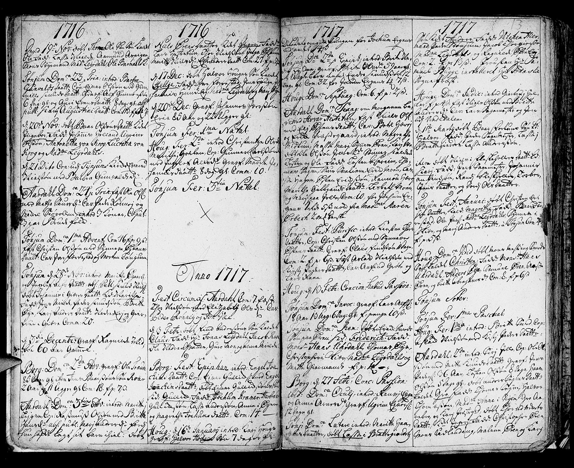 Lærdal sokneprestembete, SAB/A-81201: Parish register (official) no. A 1, 1711-1752, p. 13