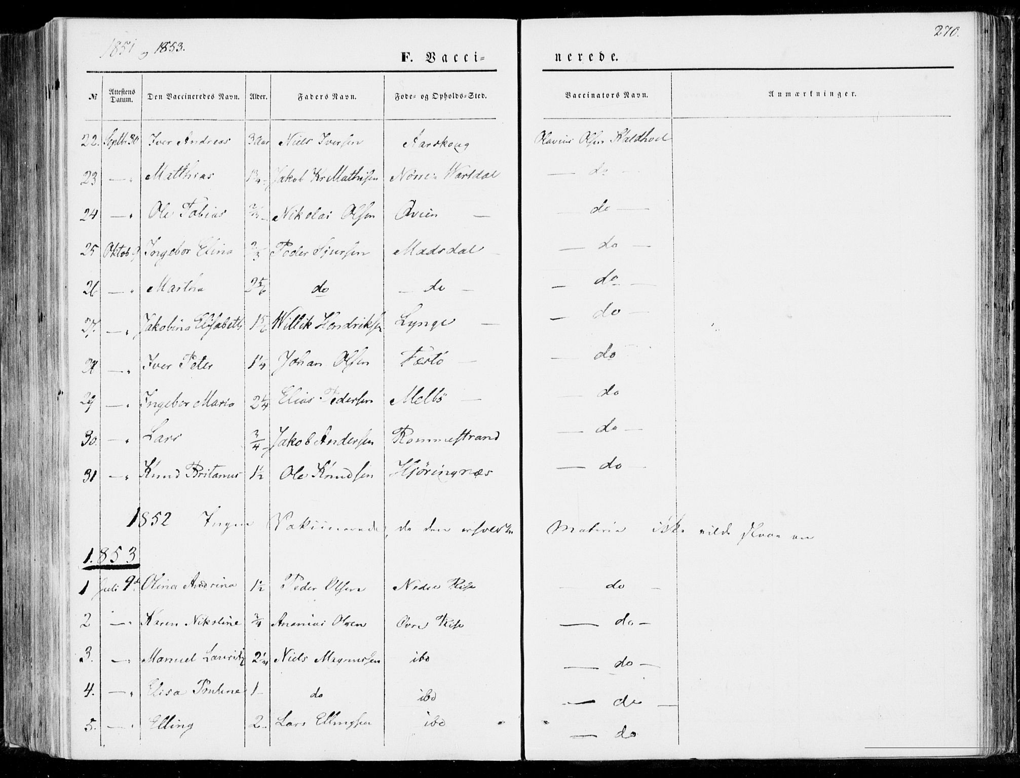 Ministerialprotokoller, klokkerbøker og fødselsregistre - Møre og Romsdal, SAT/A-1454/510/L0121: Parish register (official) no. 510A01, 1848-1877, p. 270