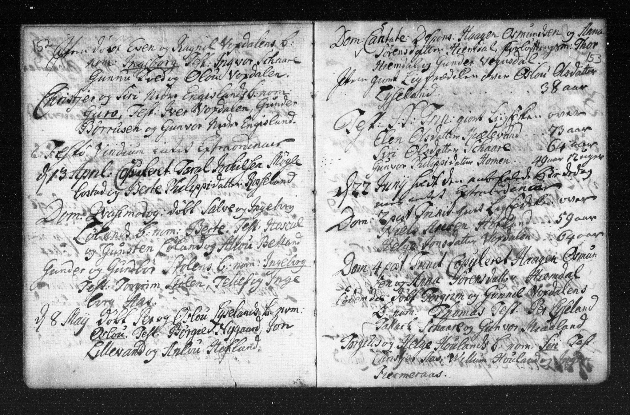 Herefoss sokneprestkontor, AV/SAK-1111-0019/F/Fa/Fab/L0001: Parish register (official) no. A 1, 1704-1779, p. 152-153