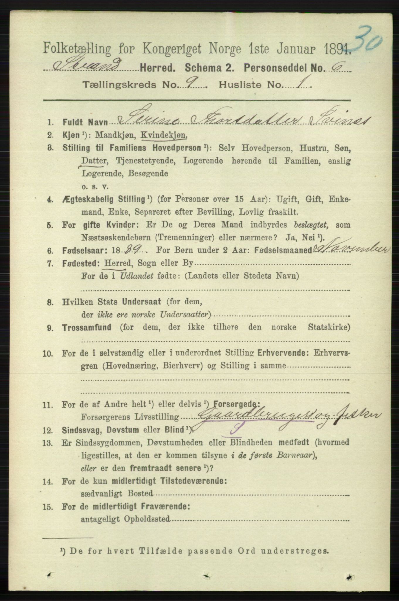 RA, 1891 census for 1130 Strand, 1891, p. 2630