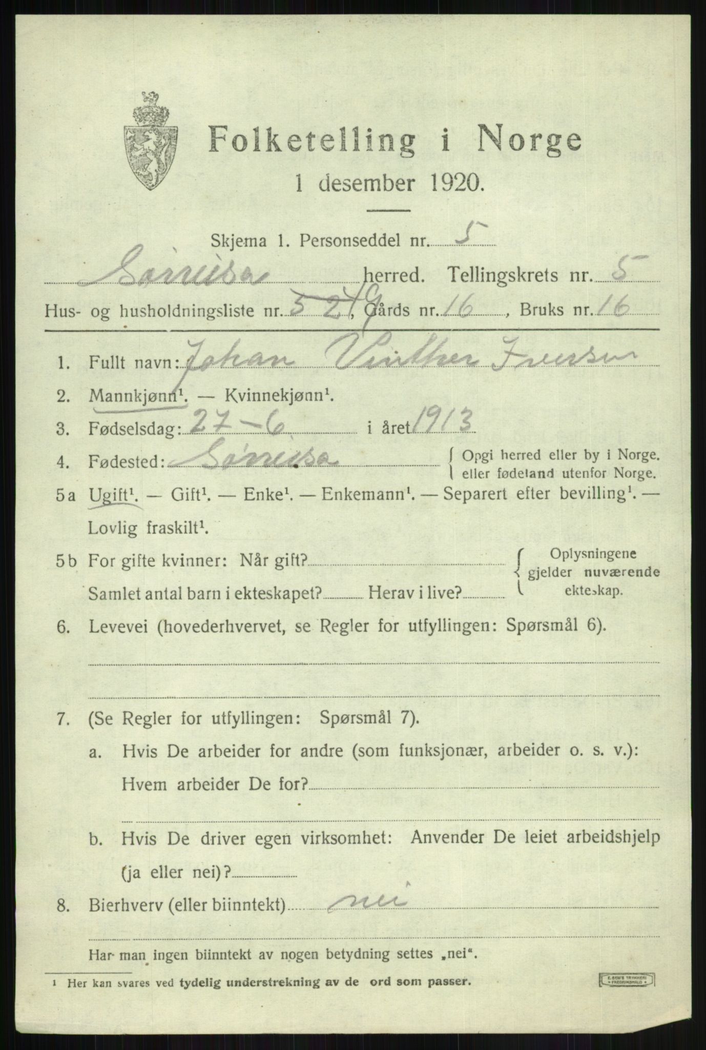 SATØ, 1920 census for Sørreisa, 1920, p. 2964