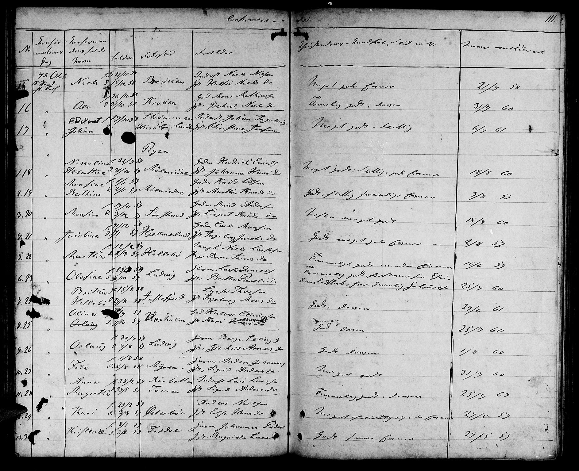Lavik sokneprestembete, SAB/A-80901: Parish register (copy) no. A 1, 1854-1881, p. 111