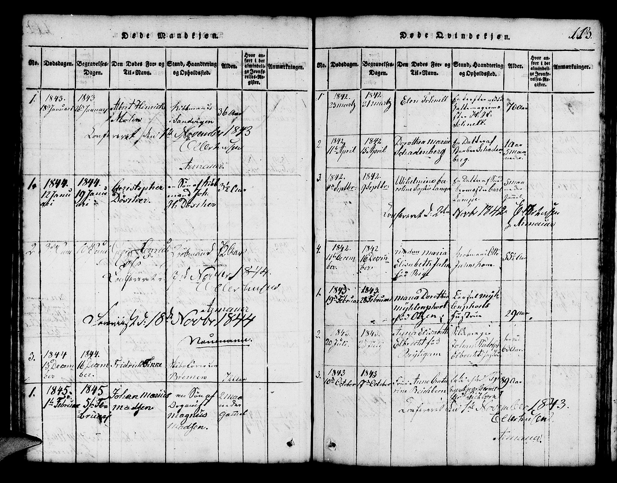 Mariakirken Sokneprestembete, SAB/A-76901/H/Hab/L0001: Parish register (copy) no. A 1, 1815-1846, p. 113
