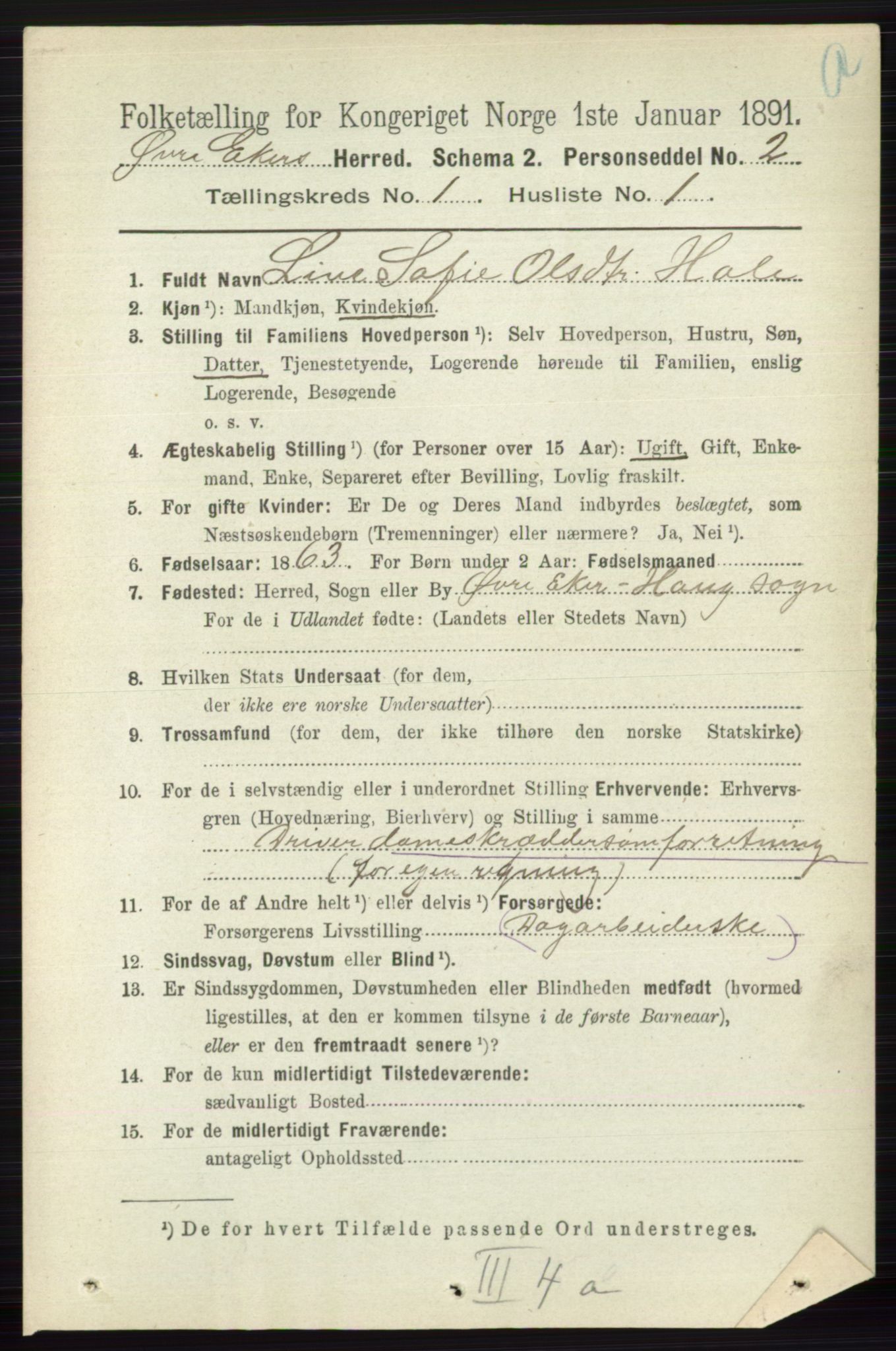 RA, 1891 census for 0624 Øvre Eiker, 1891, p. 131