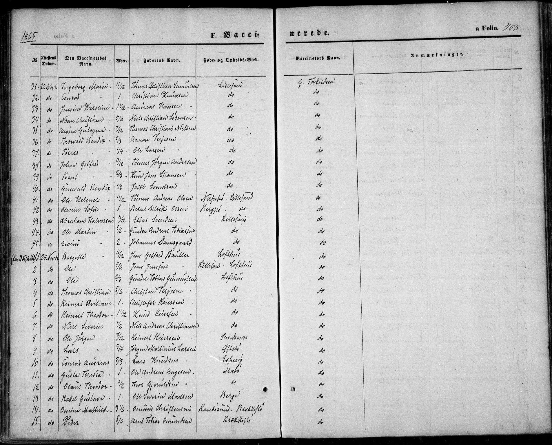 Vestre Moland sokneprestkontor, AV/SAK-1111-0046/F/Fa/Fab/L0007: Parish register (official) no. A 7, 1859-1872, p. 403