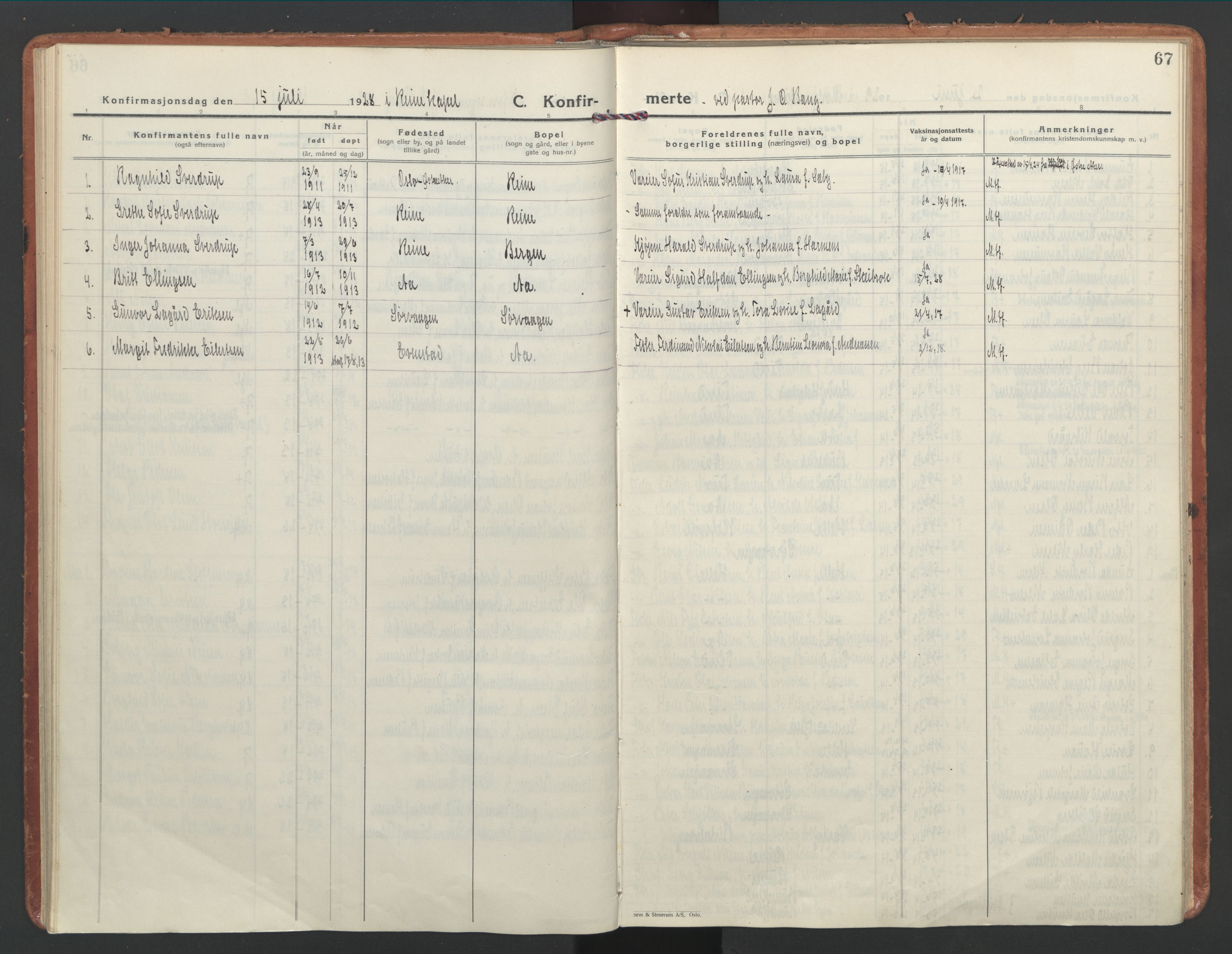 Ministerialprotokoller, klokkerbøker og fødselsregistre - Nordland, AV/SAT-A-1459/886/L1223: Parish register (official) no. 886A05, 1926-1938, p. 67